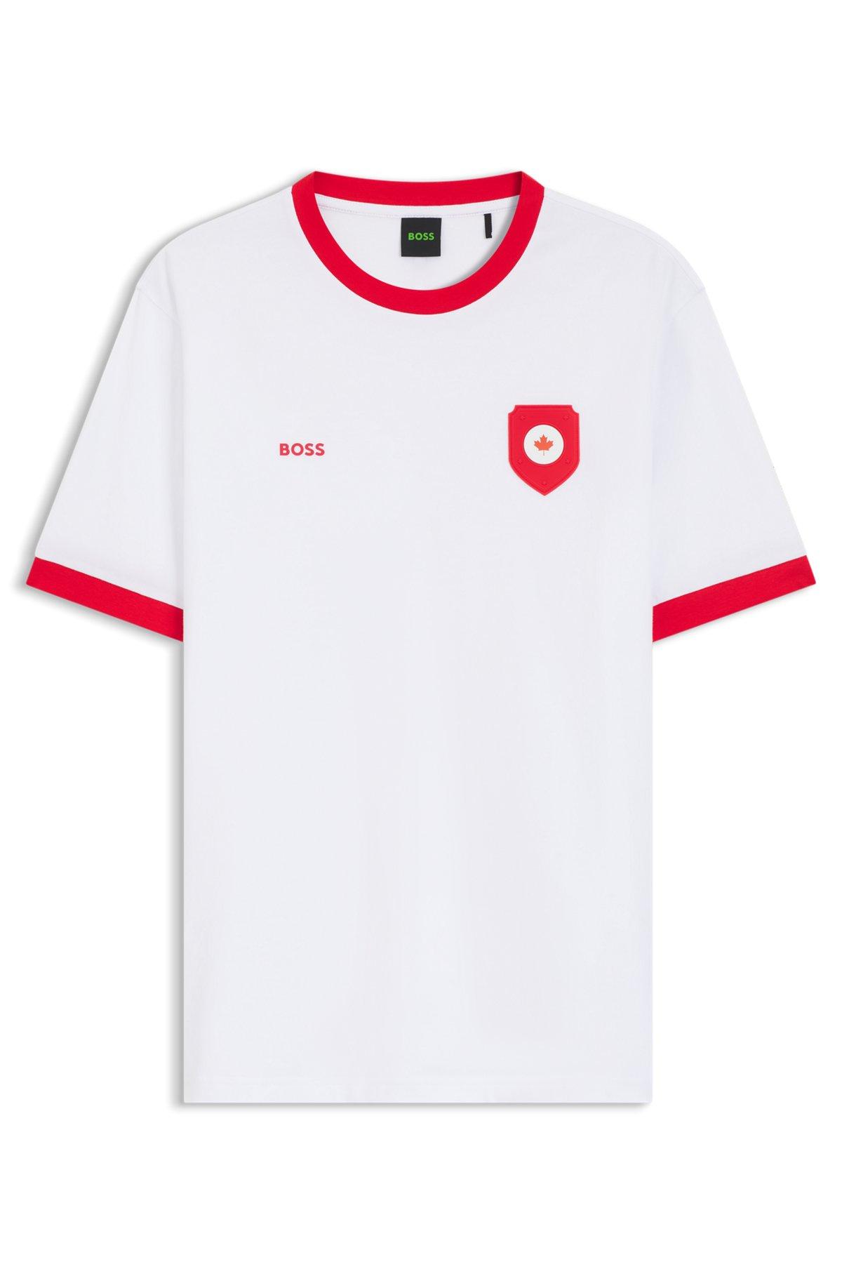 Stretch-cotton T-shirt with country flag and logo Product Image