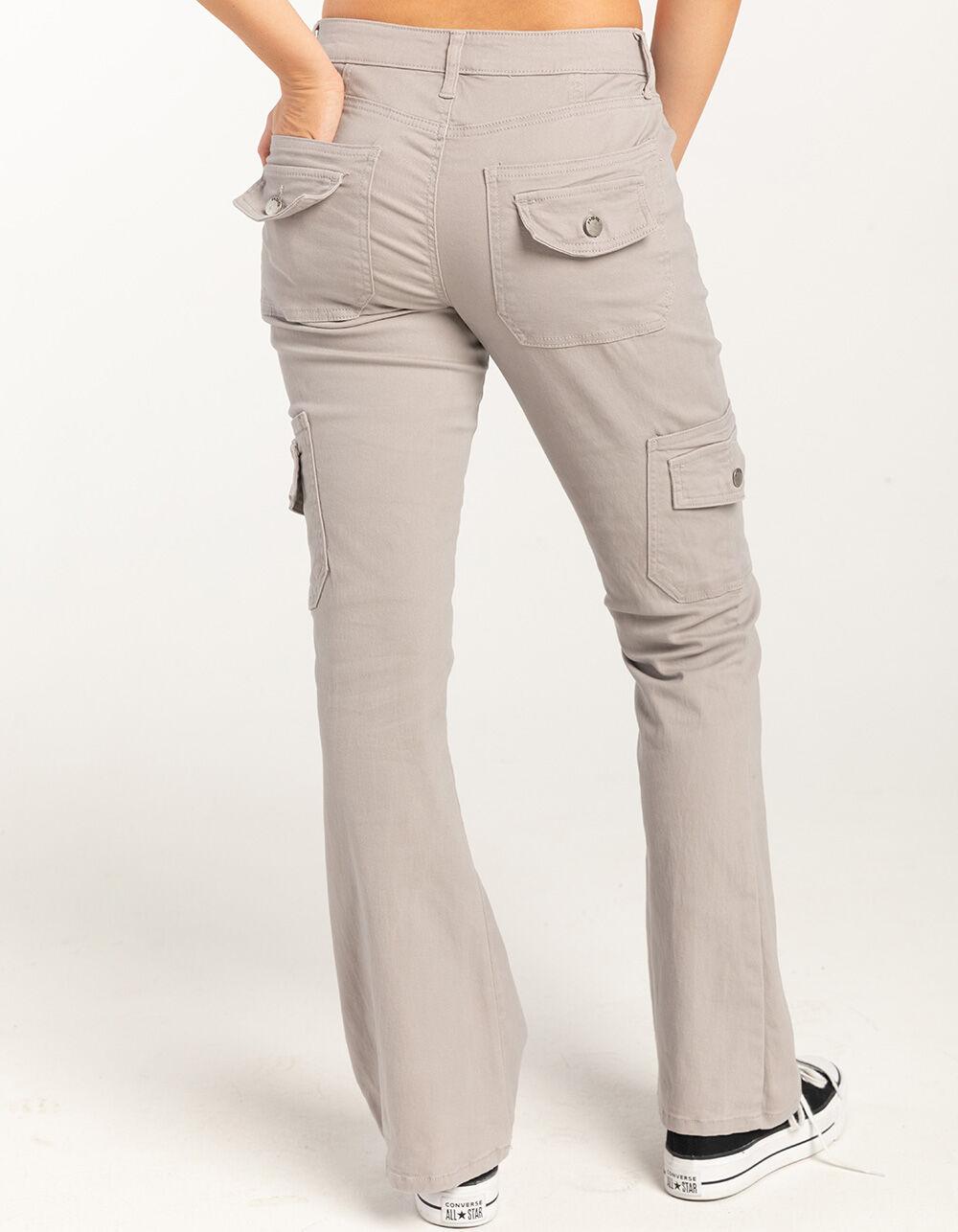 RSQ Womens Low Rise Cargo Flare Pants - LIGHT GRAY Product Image
