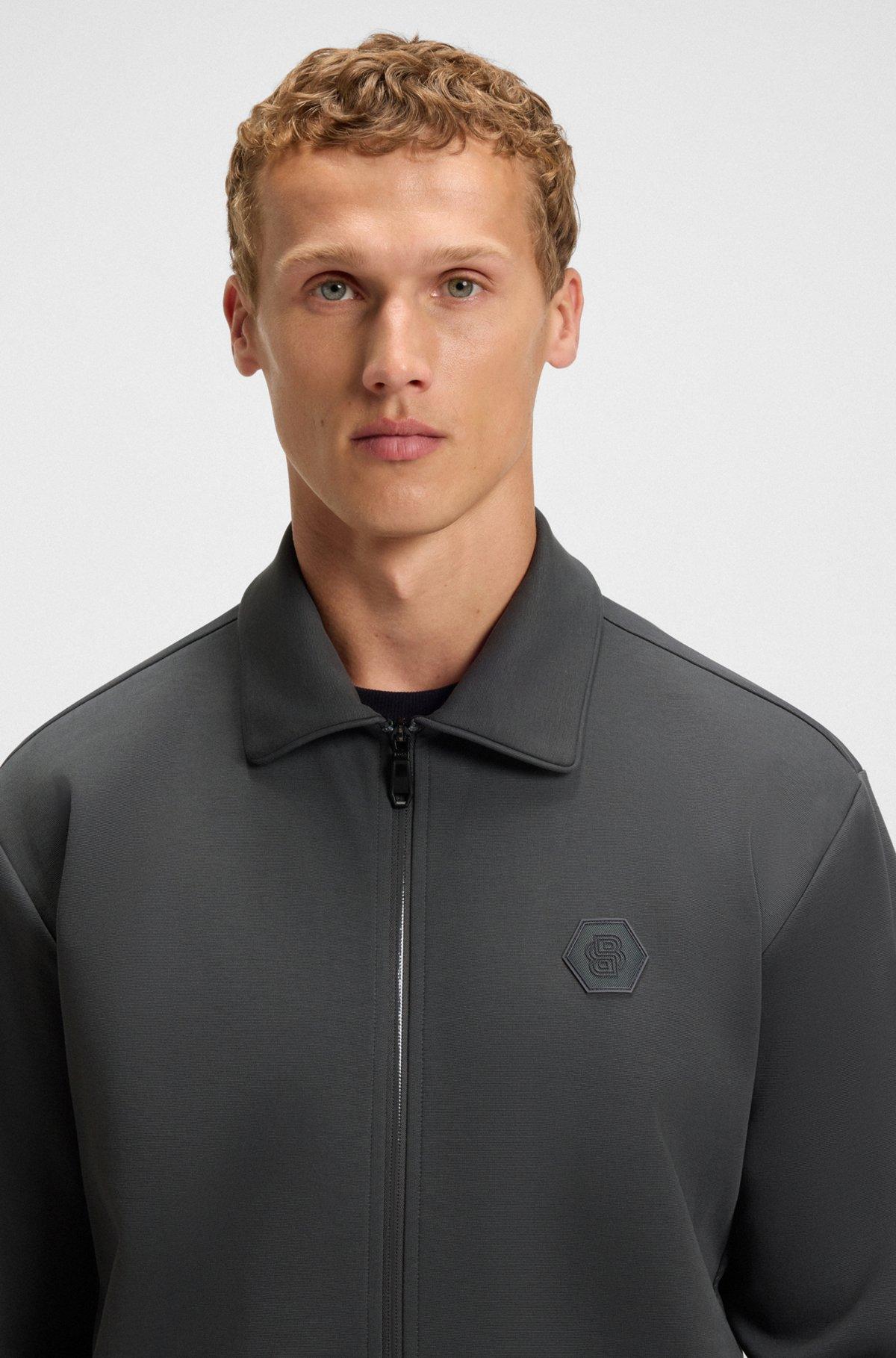 BOSS - Zip-up sweatshirt with Double B monogram - Dark Grey Product Image