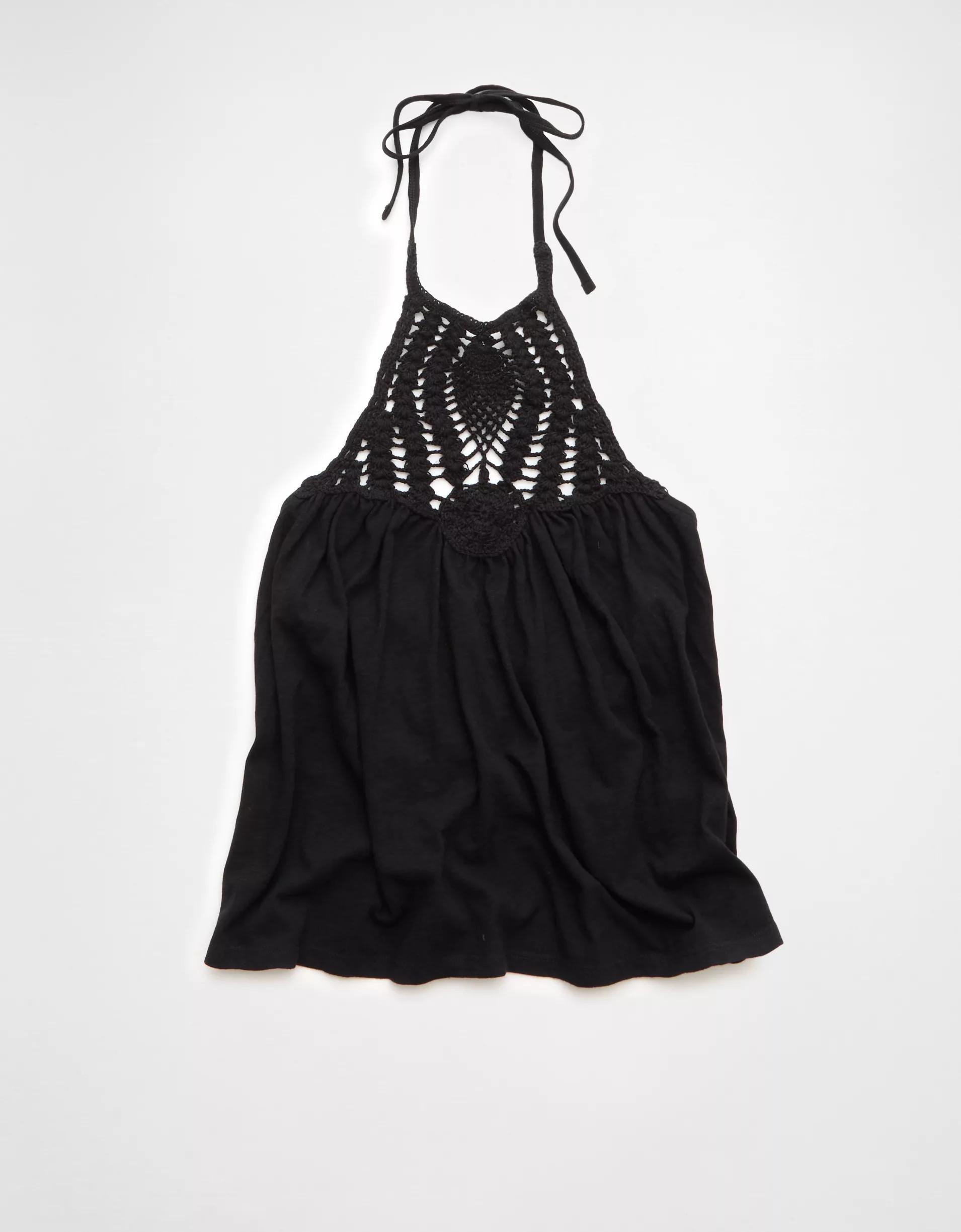 AE Sunchaser Knit Crochet Halter Top Product Image