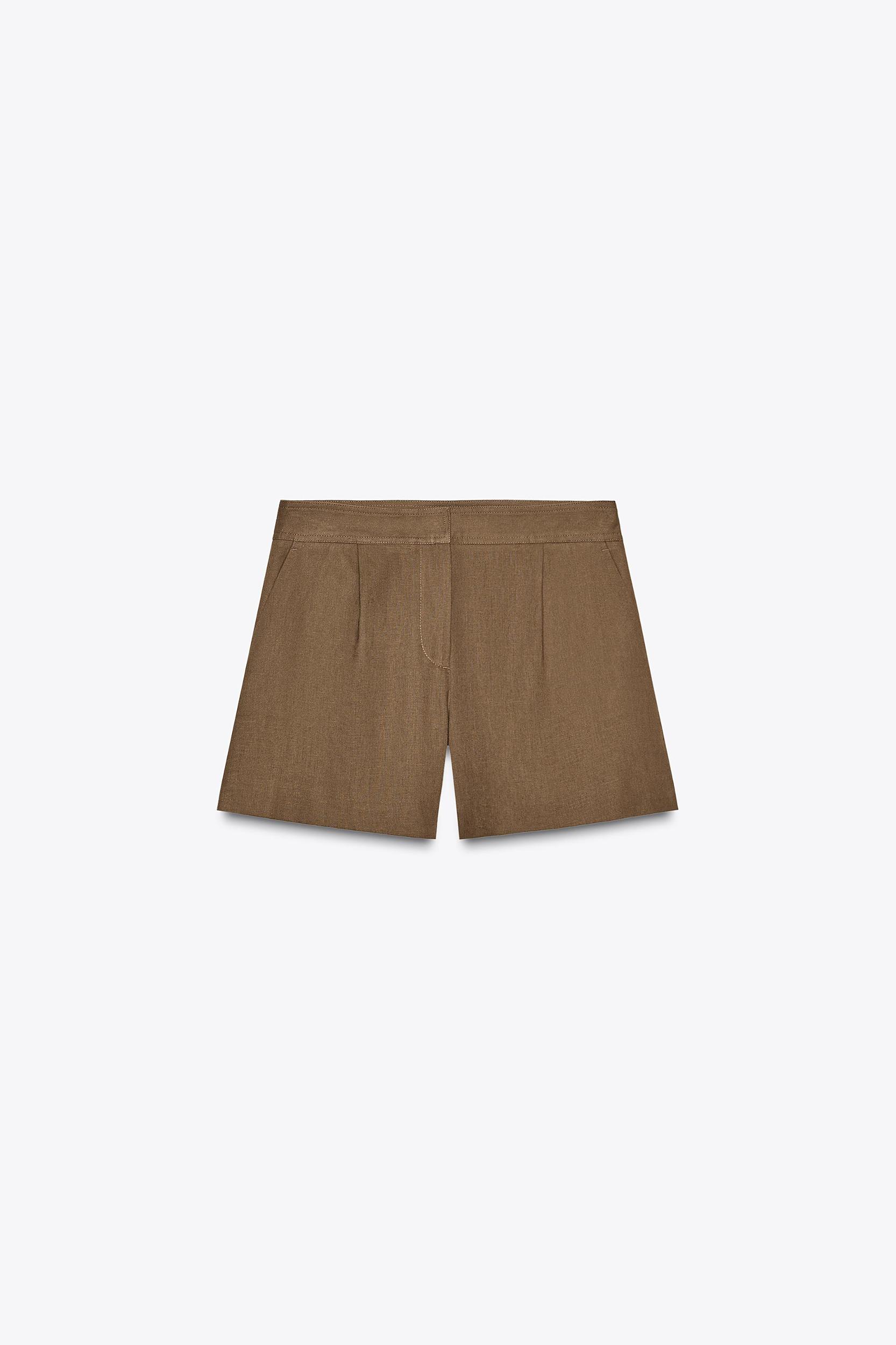 LINEN PLEATED SHORTS Product Image