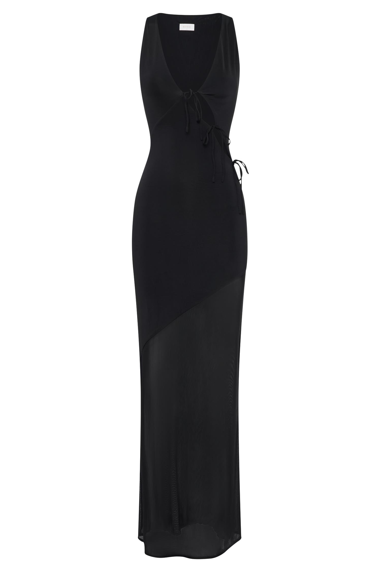 Dove Slinky And Mesh Maxi Dress - Black Product Image