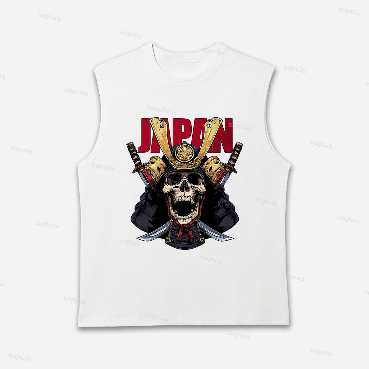 Japan Samurai Helmet Skull Sleeveless Shirts Tank Top Product Image