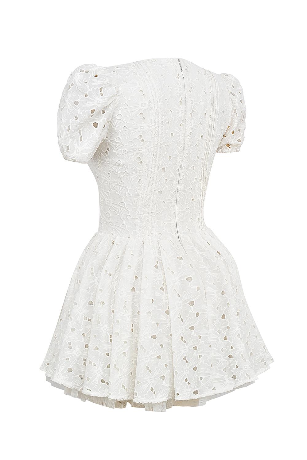 Imani  white pleated broderie anglais mini dress Product Image