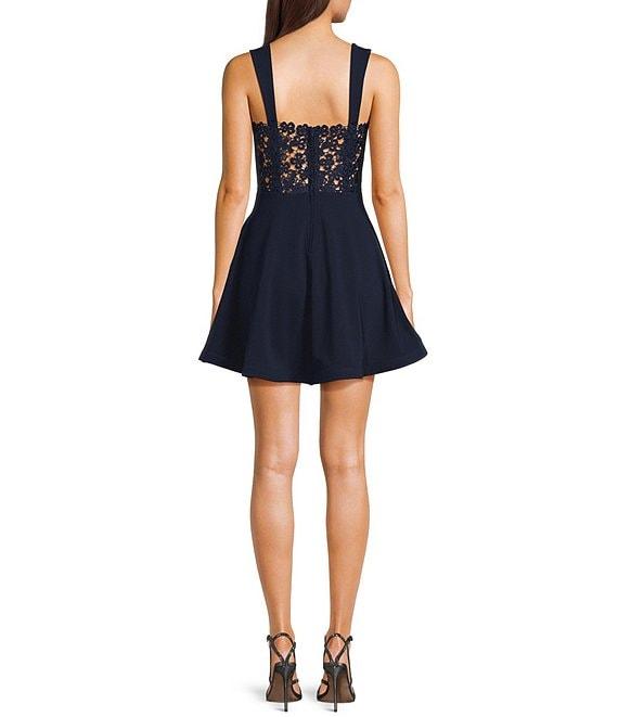 City Vibe Sweetheart Neck Sleeveless Illusion Lace Back Fit And Flare Dress Product Image