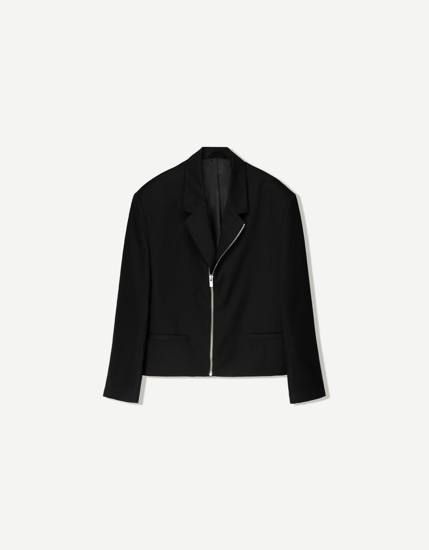 Cropped blazer with zipper Product Image