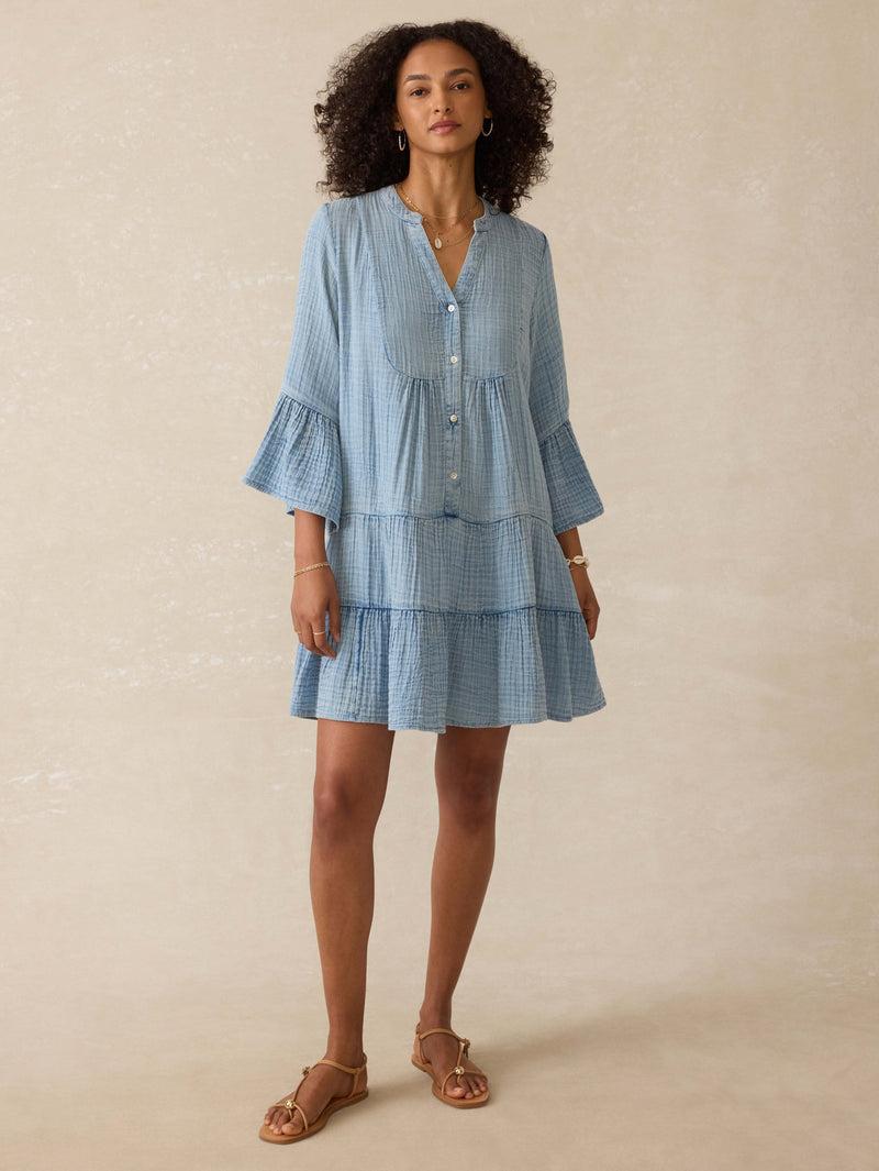 Dune Cotton Gauze Kasey Dress - Light Indigo Wash Product Image