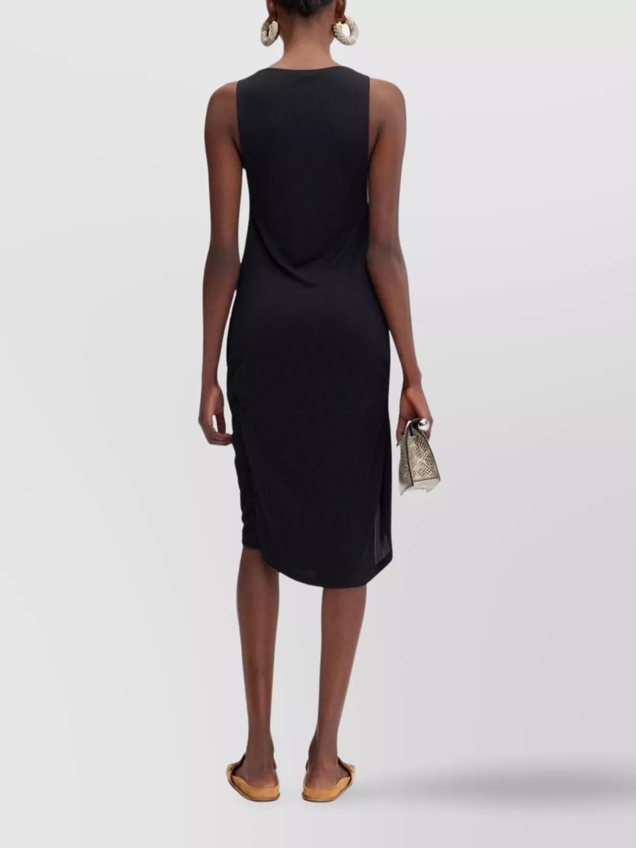 JACQUEMUS Draped Sleeveless Peplum Dress With Asymmetrical Hem In Black Product Image