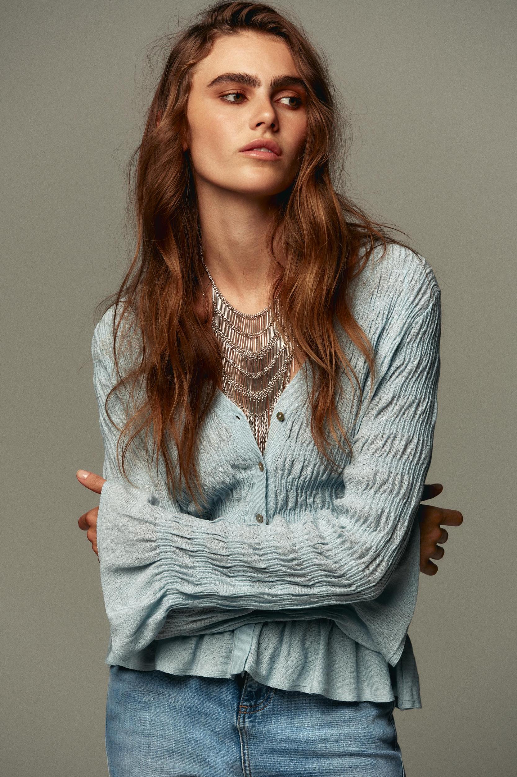 GATHERED KNIT CARDIGAN Product Image