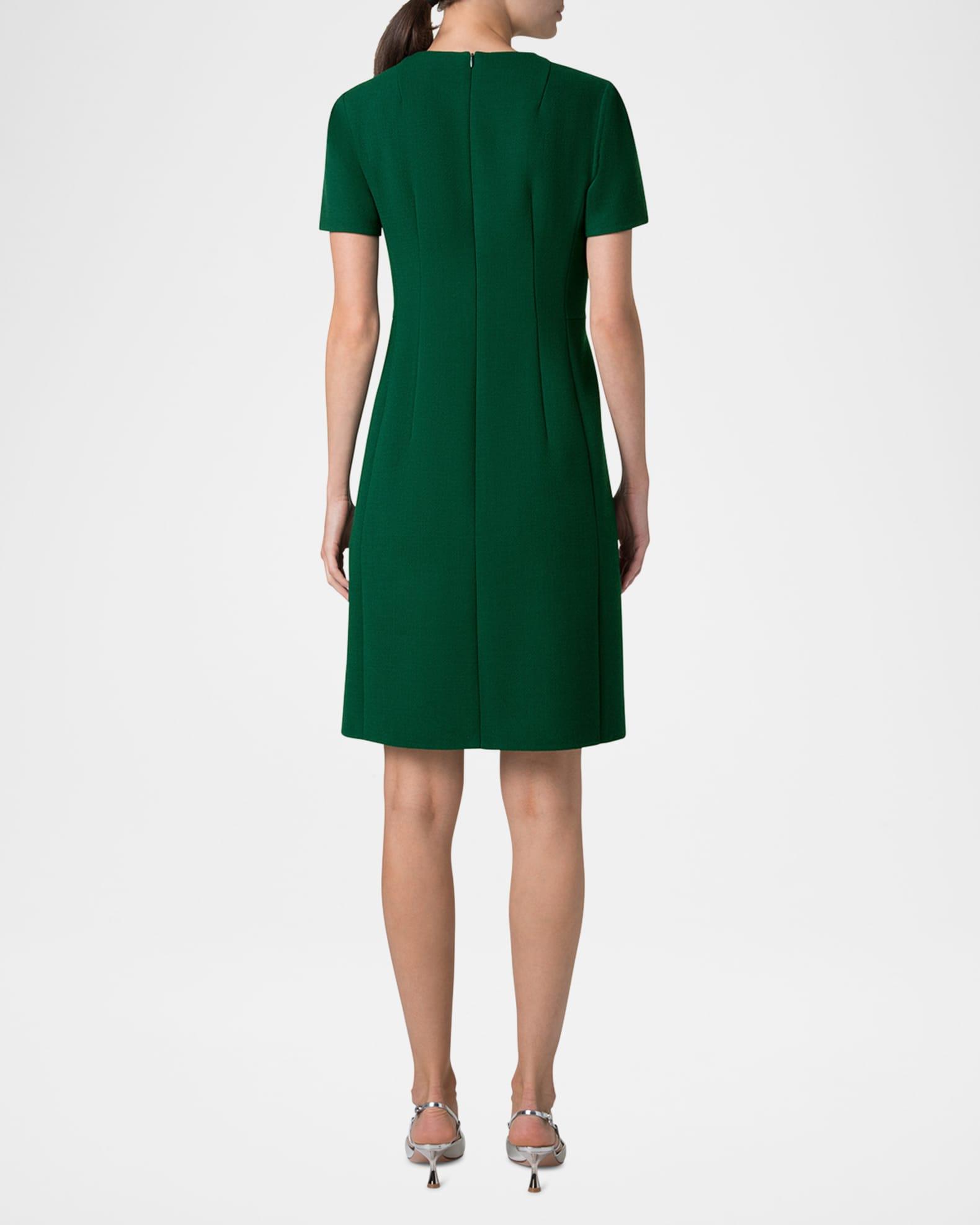 Short-Sleeve Wool Crepe Sheath Dress Product Image