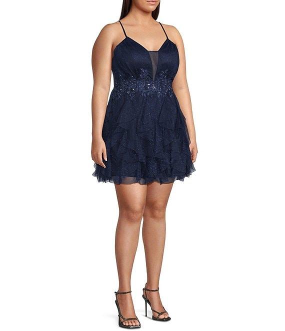 Pear Culture Plus Size V-Neck Sleeveless Plunge Corks Dress Product Image