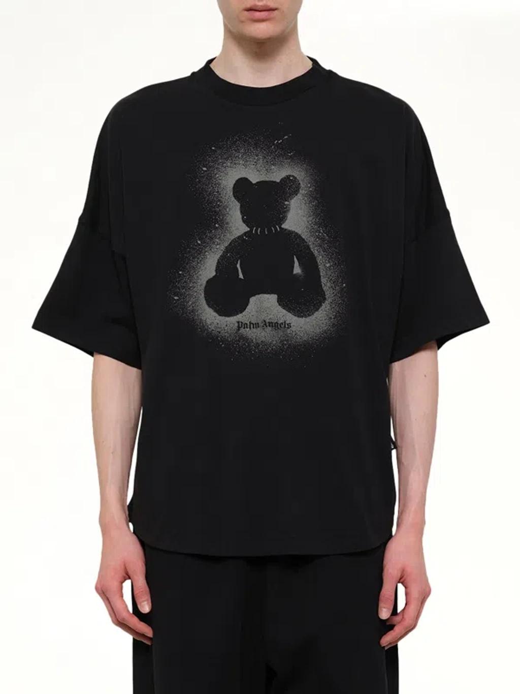 PALM ANGELS Spray Bear Graphic T-shirt In Black Product Image