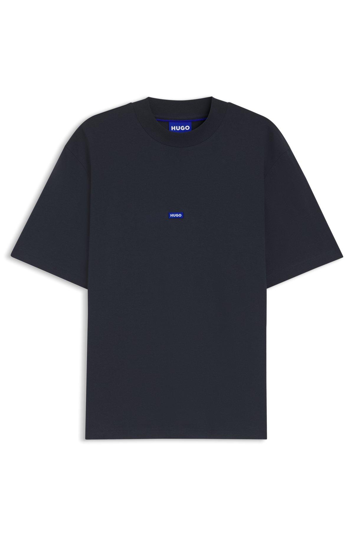 Cotton-jersey T-shirt with blue logo patch Product Image