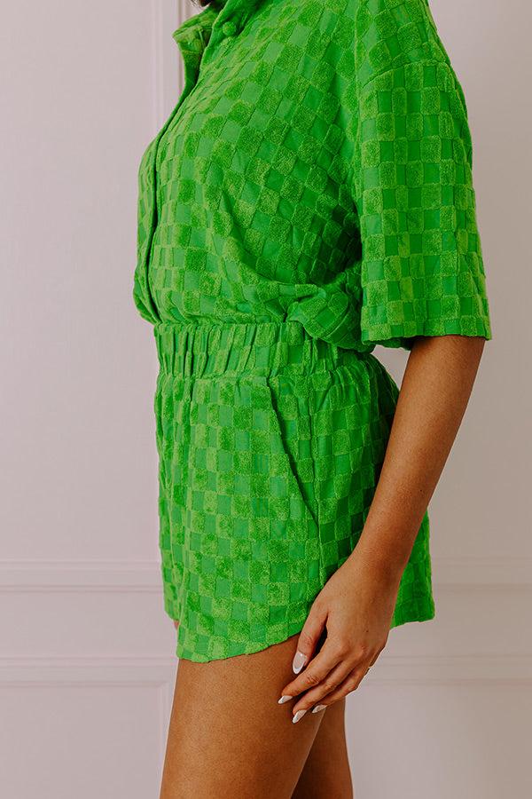 Pulling It Together Terry Cloth Shorts In Kelly Green Product Image