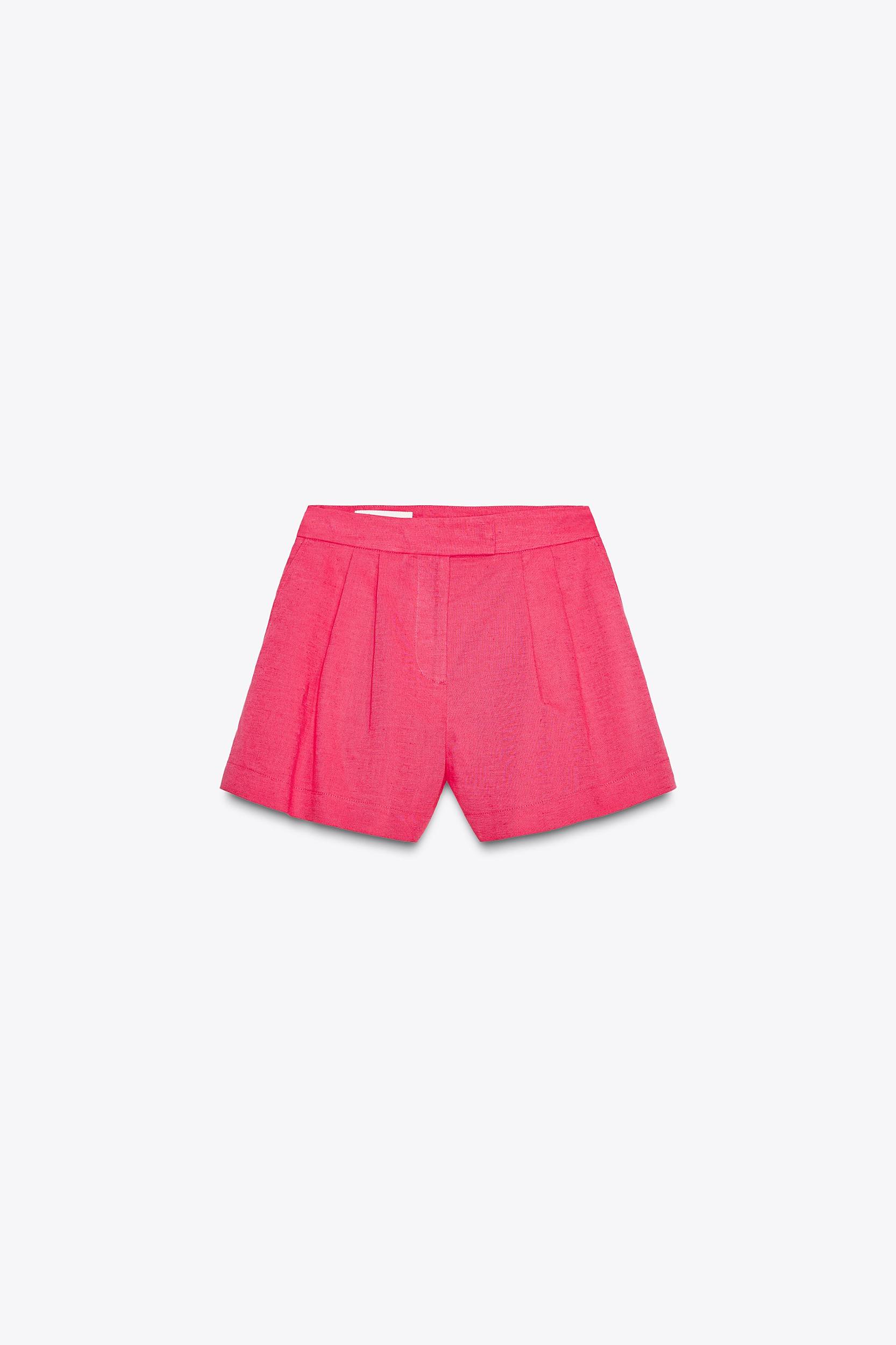 LINEN PLEATED SHORTS Product Image