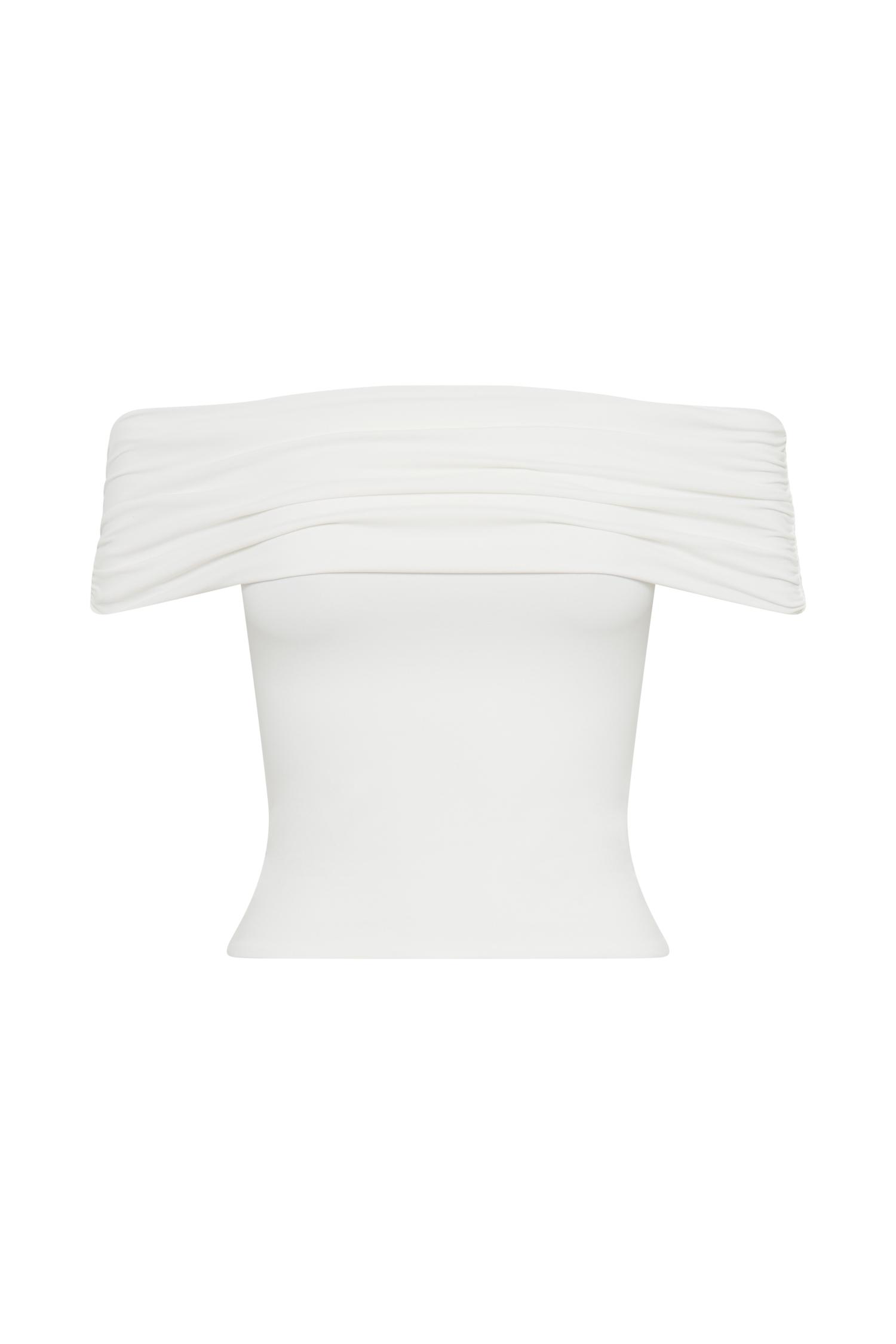 Meena Recycled Nylon Off Shoulder Top - White Product Image
