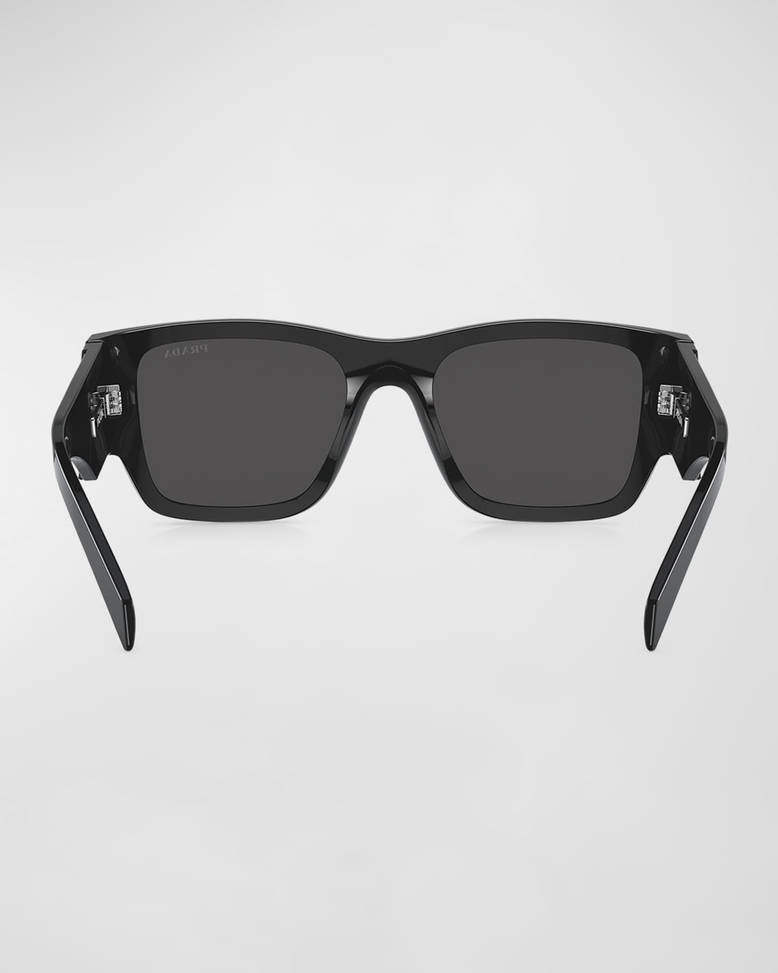 Men's PR 02ZSF Acetate Rectangle Sunglasses Product Image