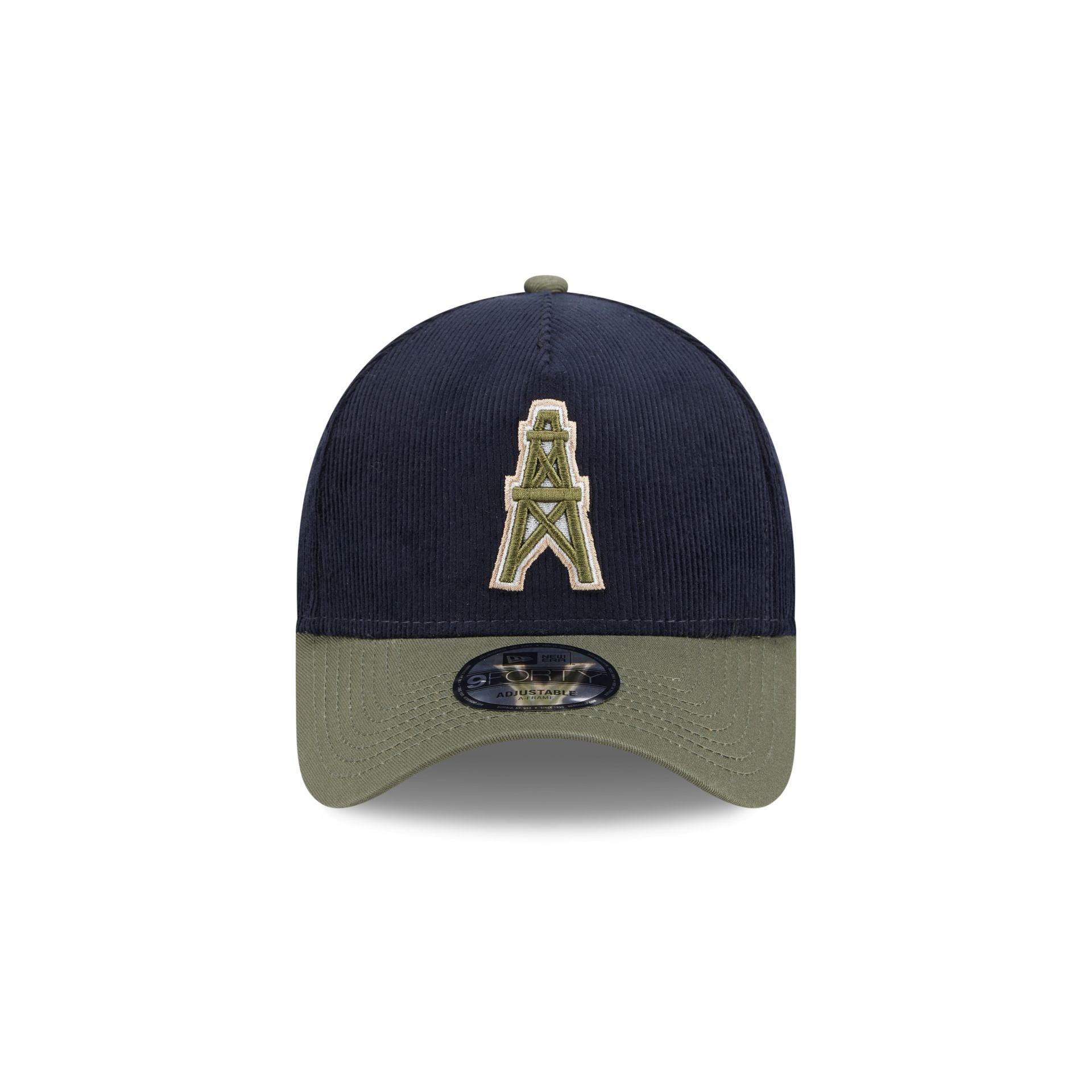 Oilers Navy 9FORTY A-Frame Snapback Hat Male Product Image