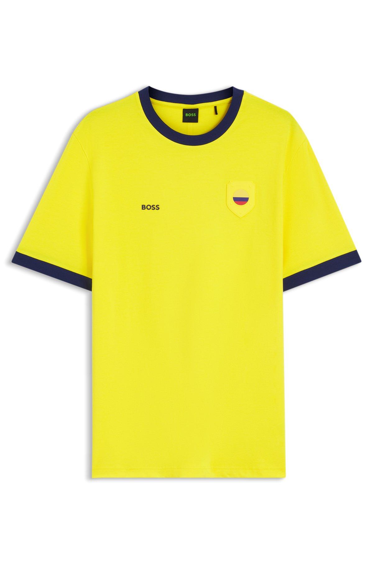 Stretch-cotton T-shirt with country flag and logo Product Image