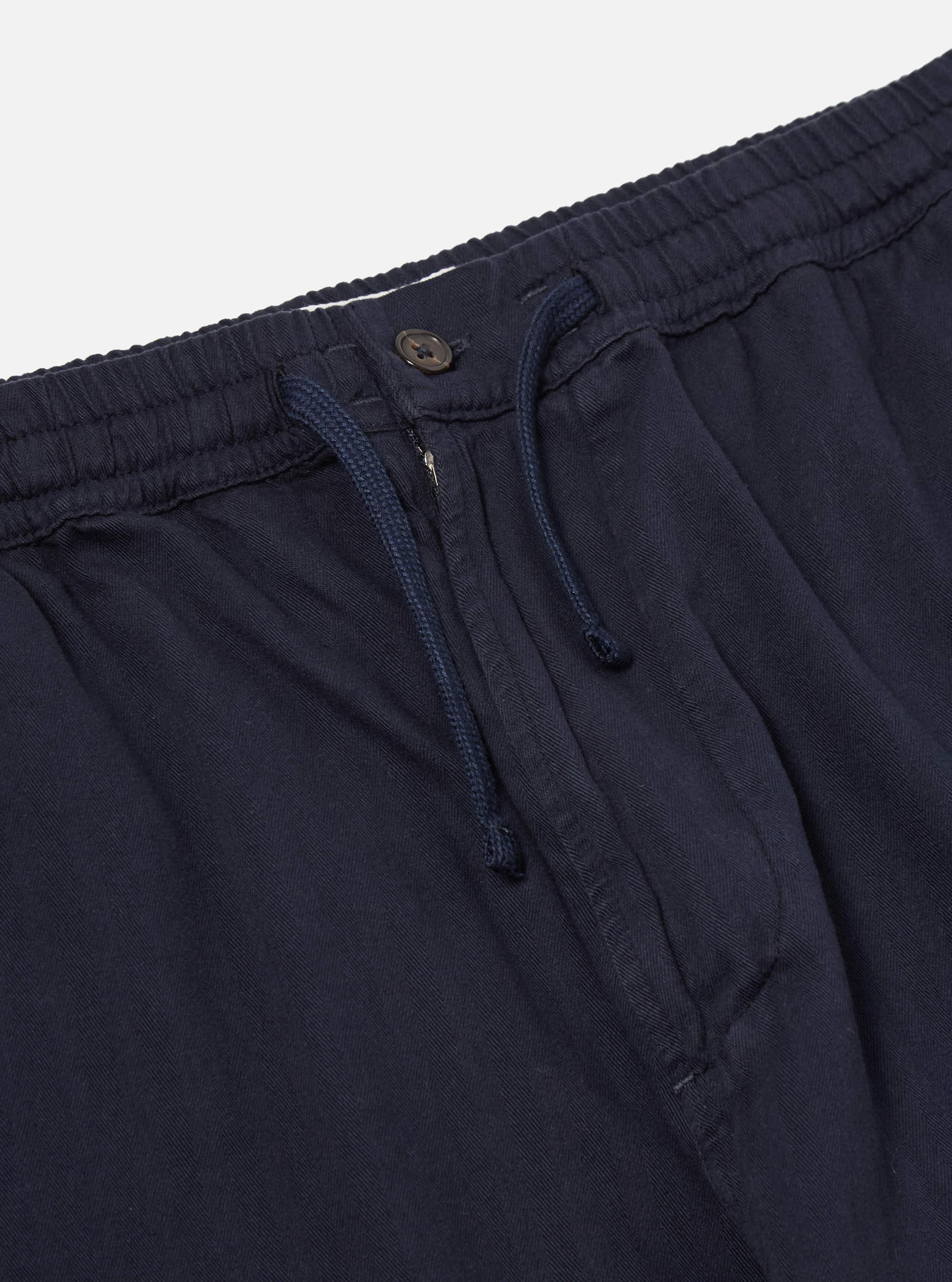 Dark Navy Herringbone Cotton Hi Water Trouser Product Image