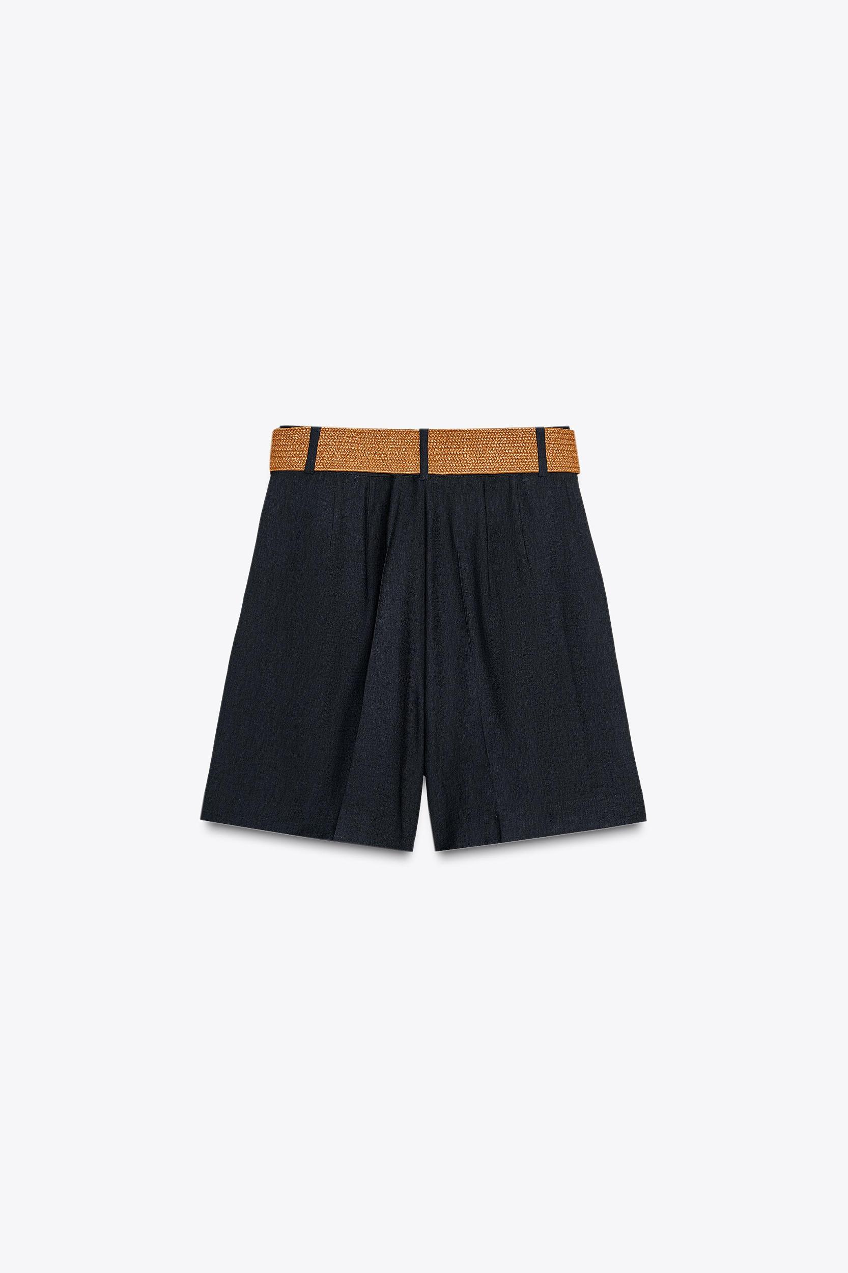 PLEATED BELT SHORTS Product Image
