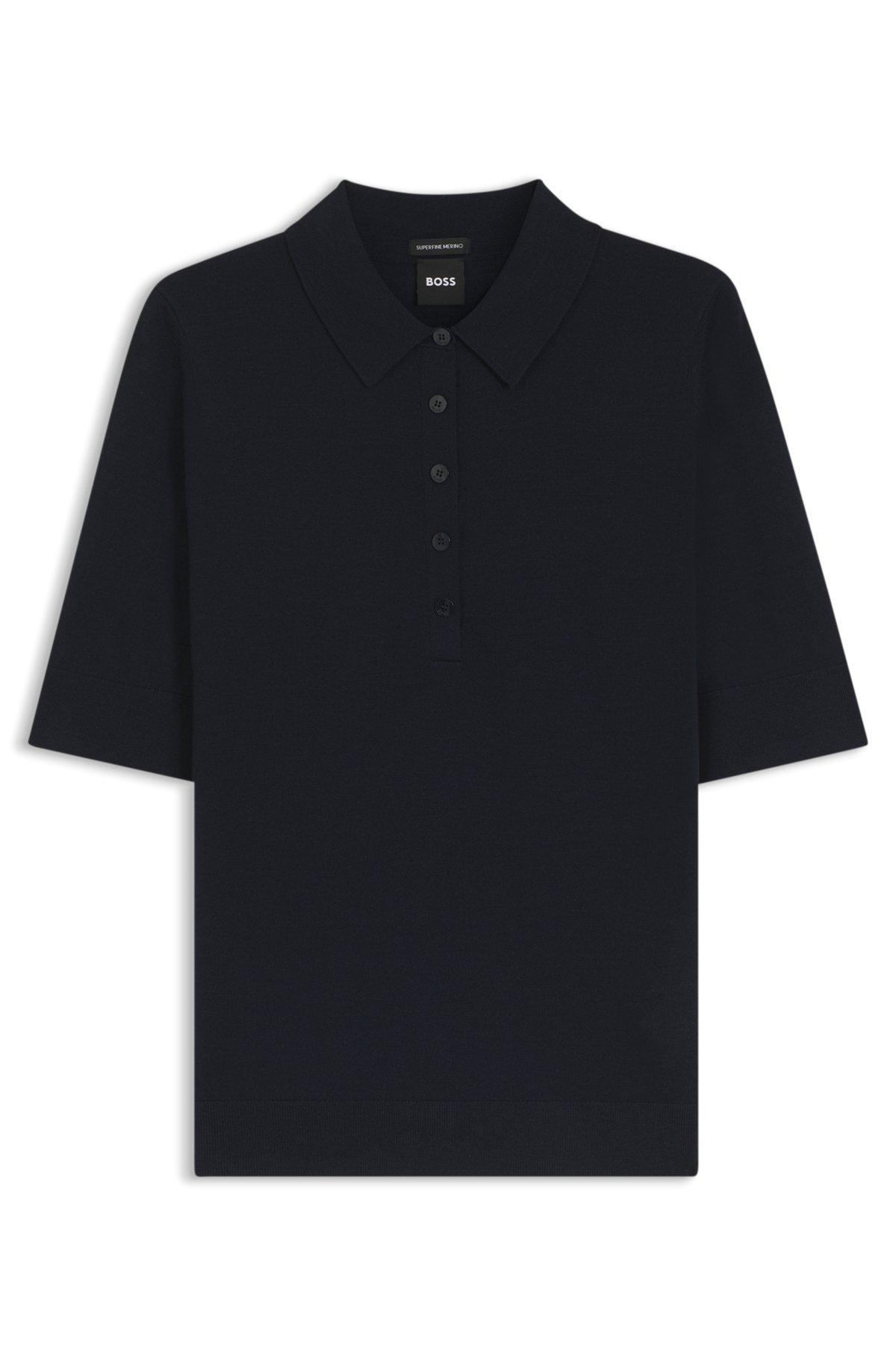 Short-sleeved sweater in merino wool with polo collar Product Image