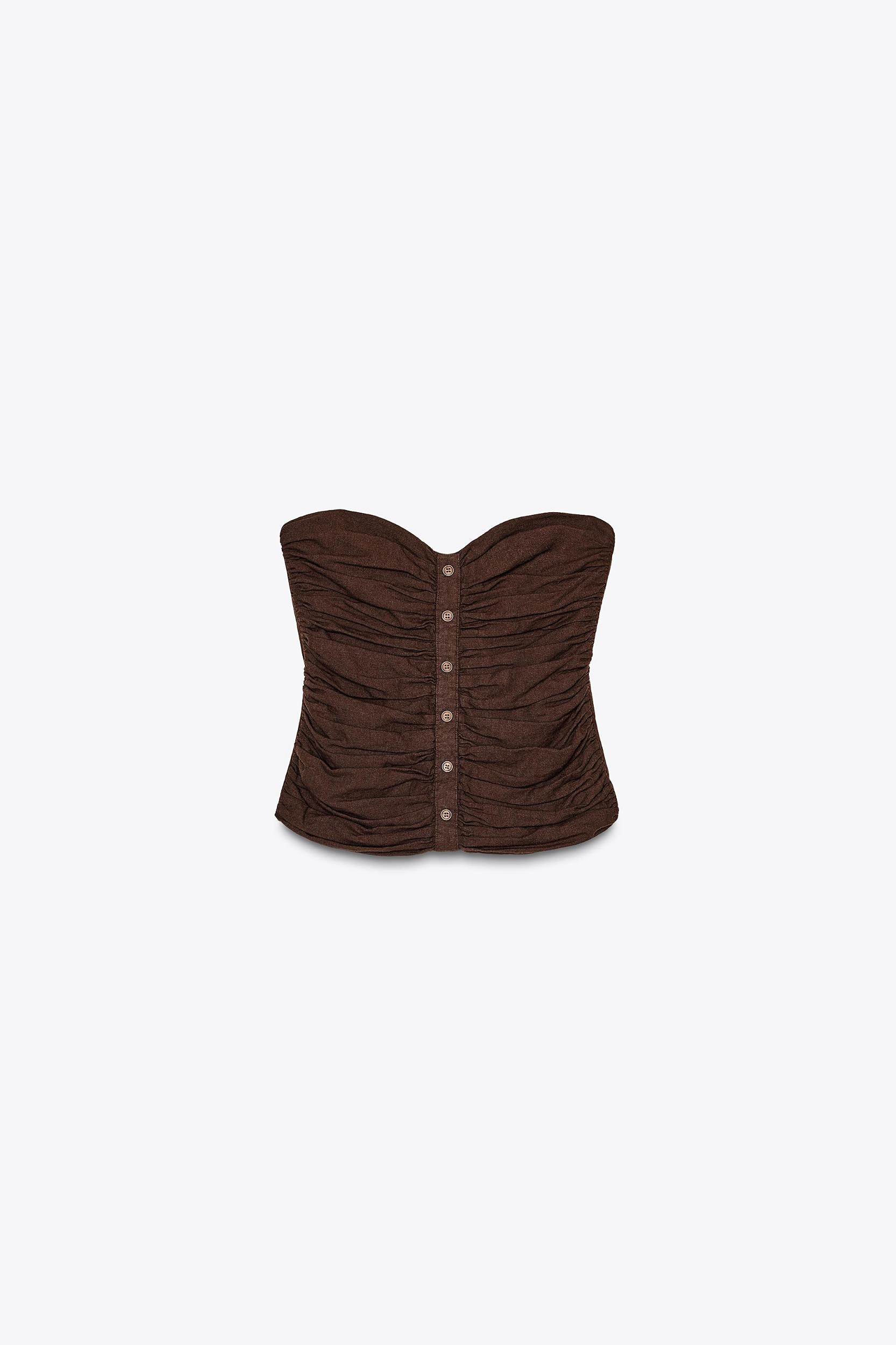 LINEN RUCHED BUSTIER TOP Product Image