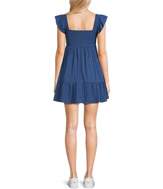 Allison & Kelly Short Sleeve Smocked Empire Waist Babydoll Tiered Mini Dress Product Image
