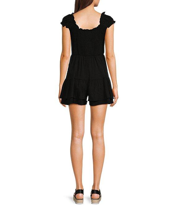Moa Moa Square Neck Cap Sleeve Smocked A-Line Romper Product Image