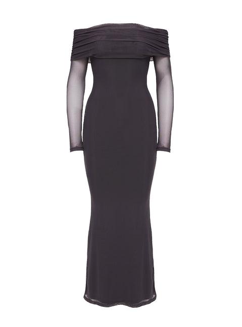 Saywell Off The Shoulder Maxi Dress Charcoal Product Image
