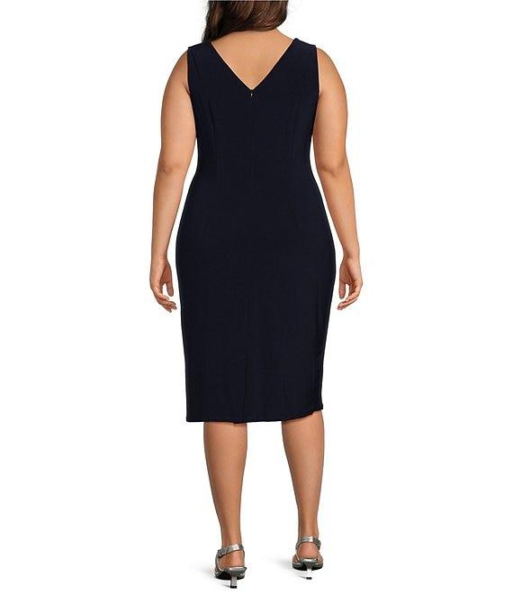 Le Bos Plus Size Embroidered Mesh V-Neck 3/4 Bell Sleeve 2-Piece Jacket Dress Product Image