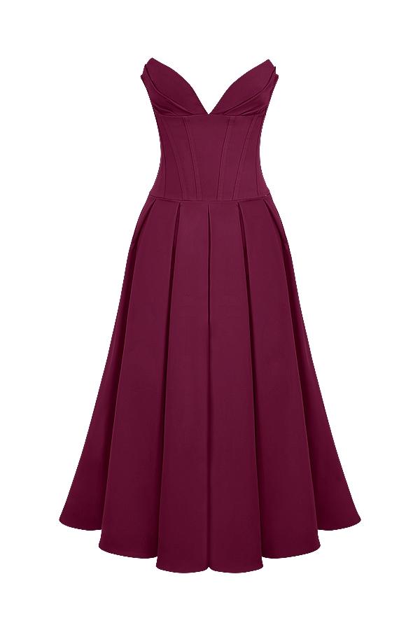 Lady  wine strapless midi dress Product Image