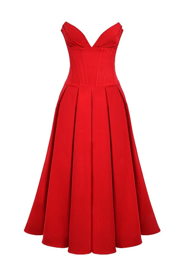 Lady  scarlet strapless midi dress Product Image