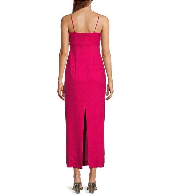 Antonio Melani Dottie Textured Linen Square Neck Sleeveless Midi Dress Product Image