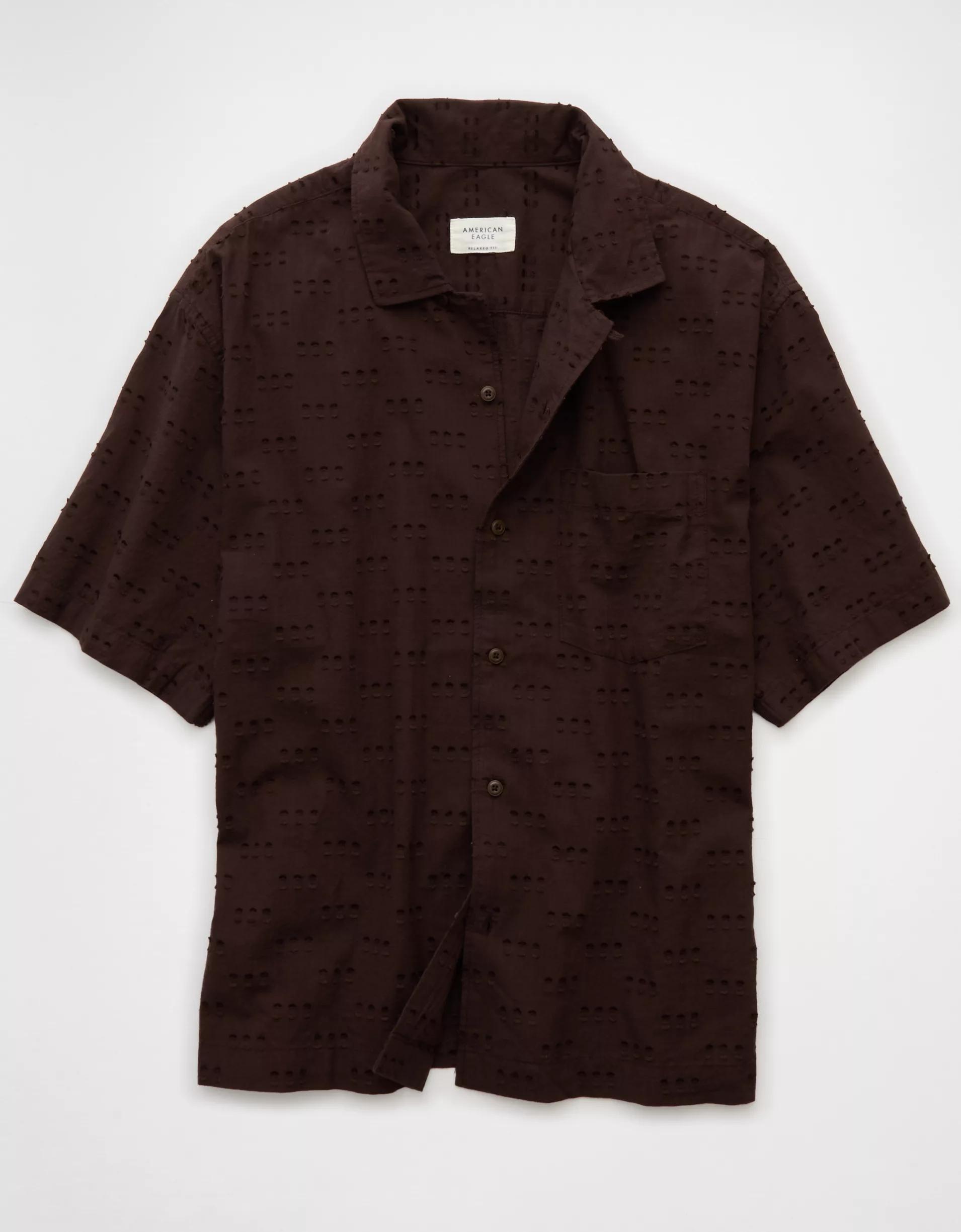 AE Poolside Textured Checkerboard Button-Up Shirt Product Image