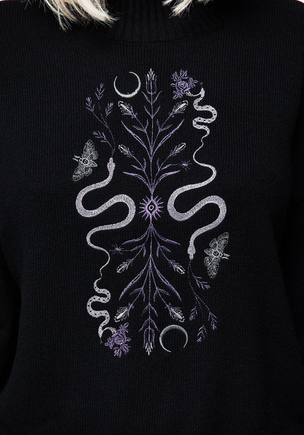 Dominion Snake Embroidered Knit Sweater Product Image