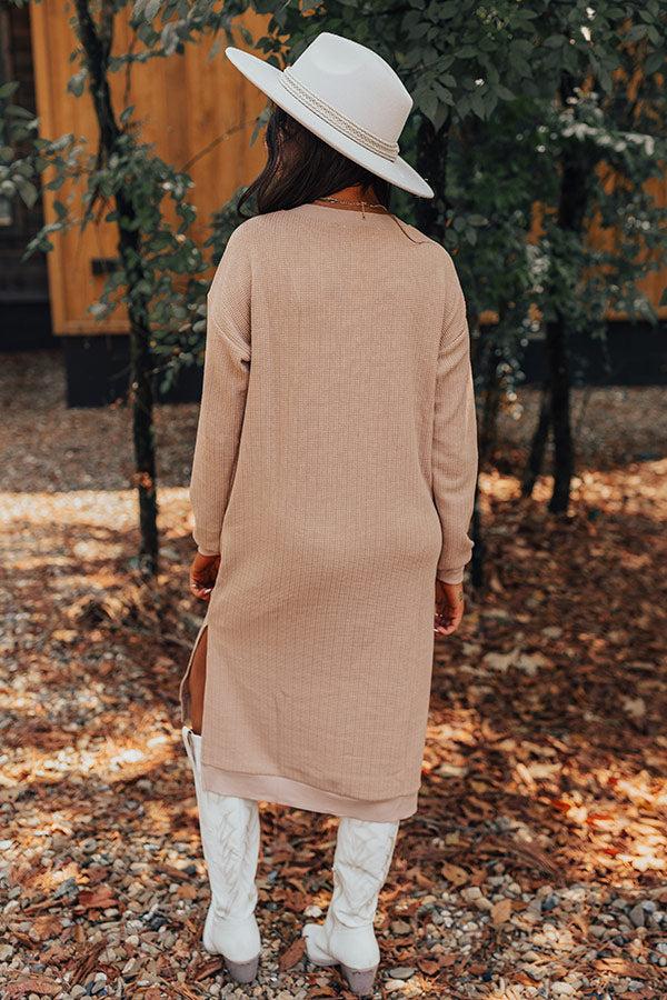 Fall Sentiments Waffle Knit Midi In Iced Latte Product Image