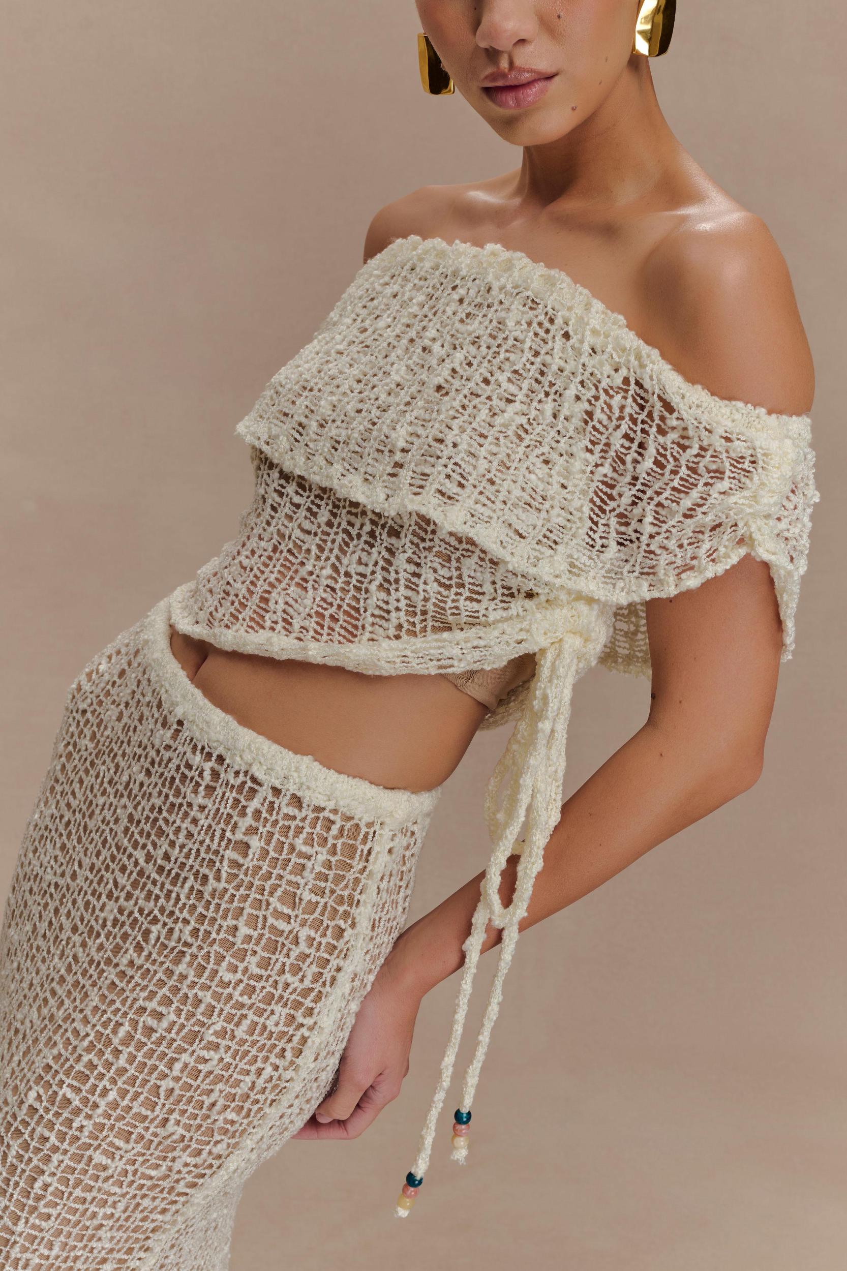 Cordelia Off Shoulder Knit Top - Ivory Product Image