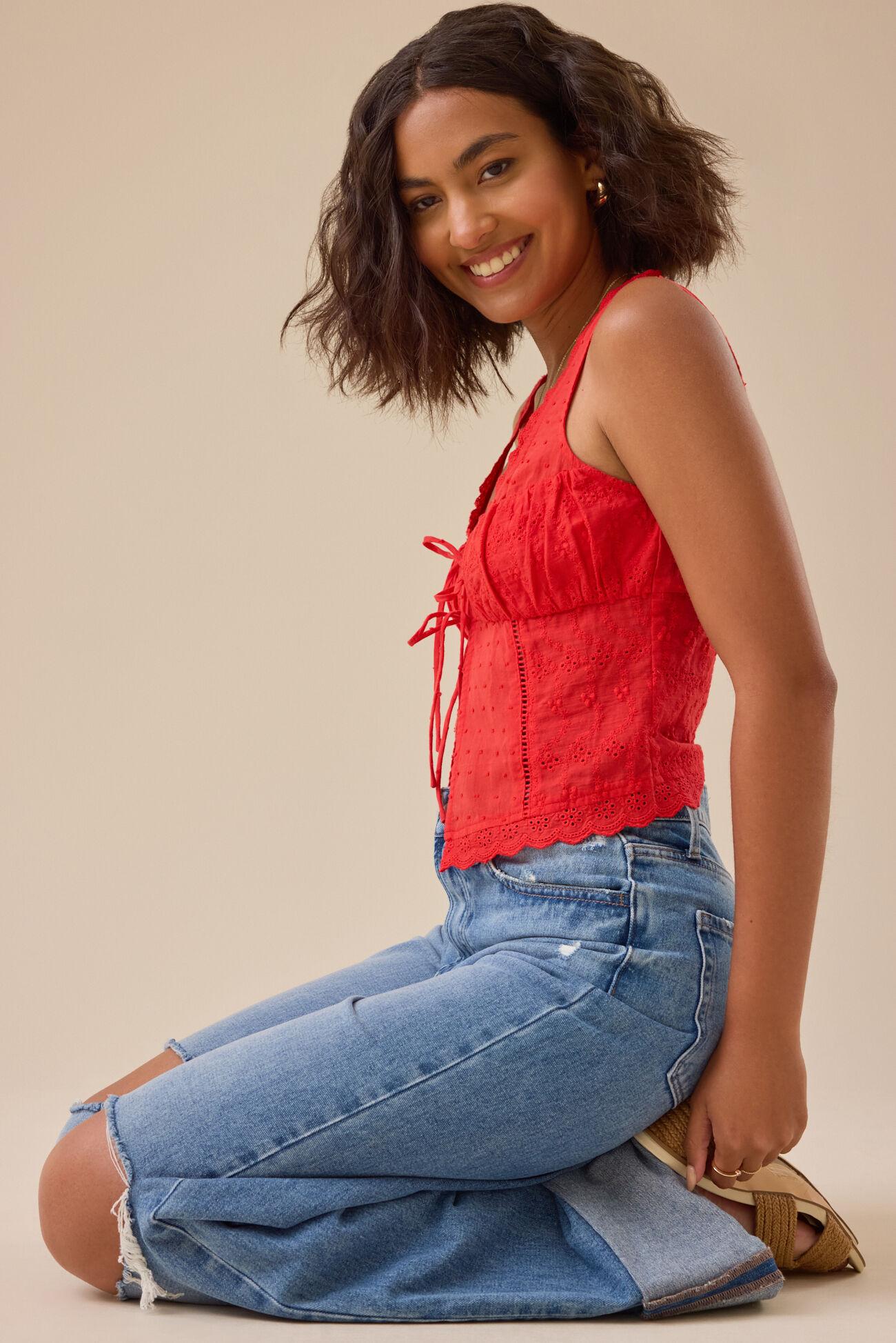 Carmen Tie Front Eyelet Tank Product Image