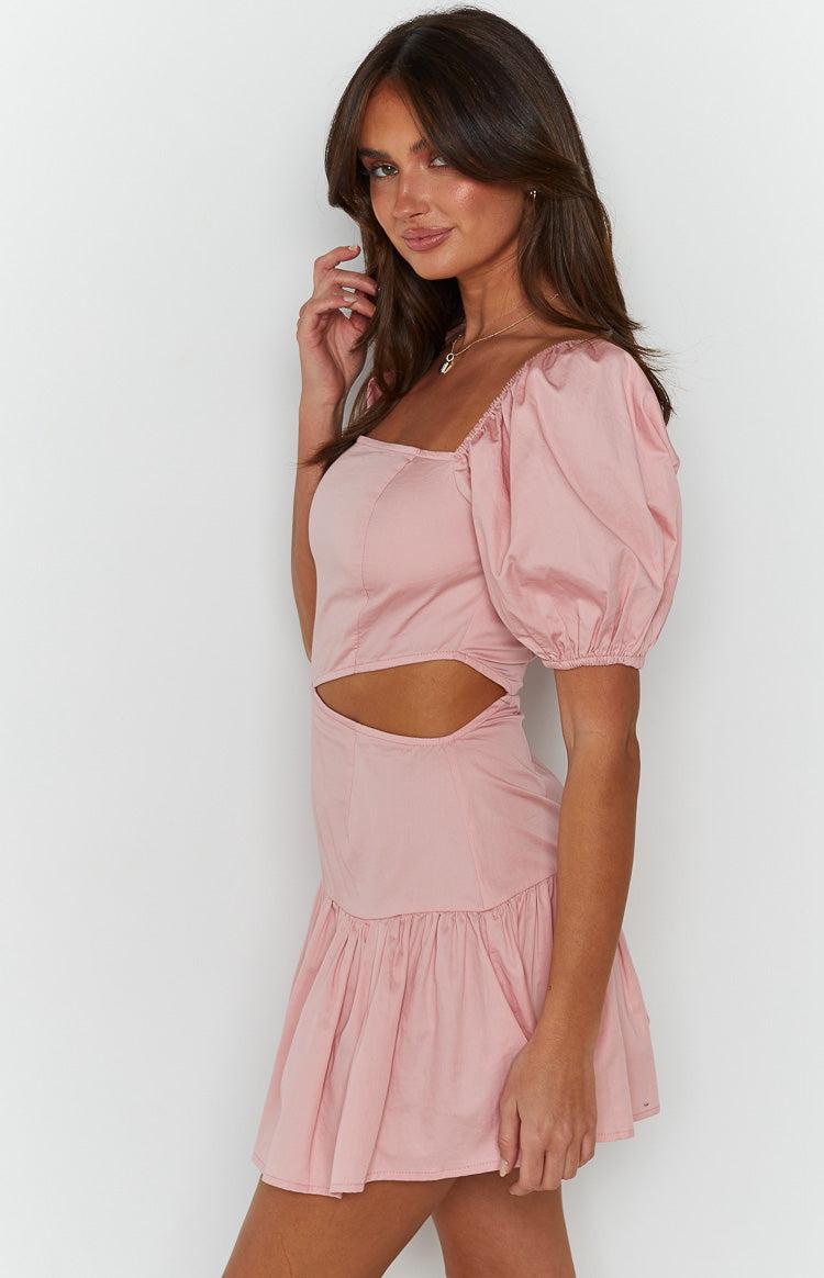 Melea Pink Puff Sleeve Mini Dress Product Image