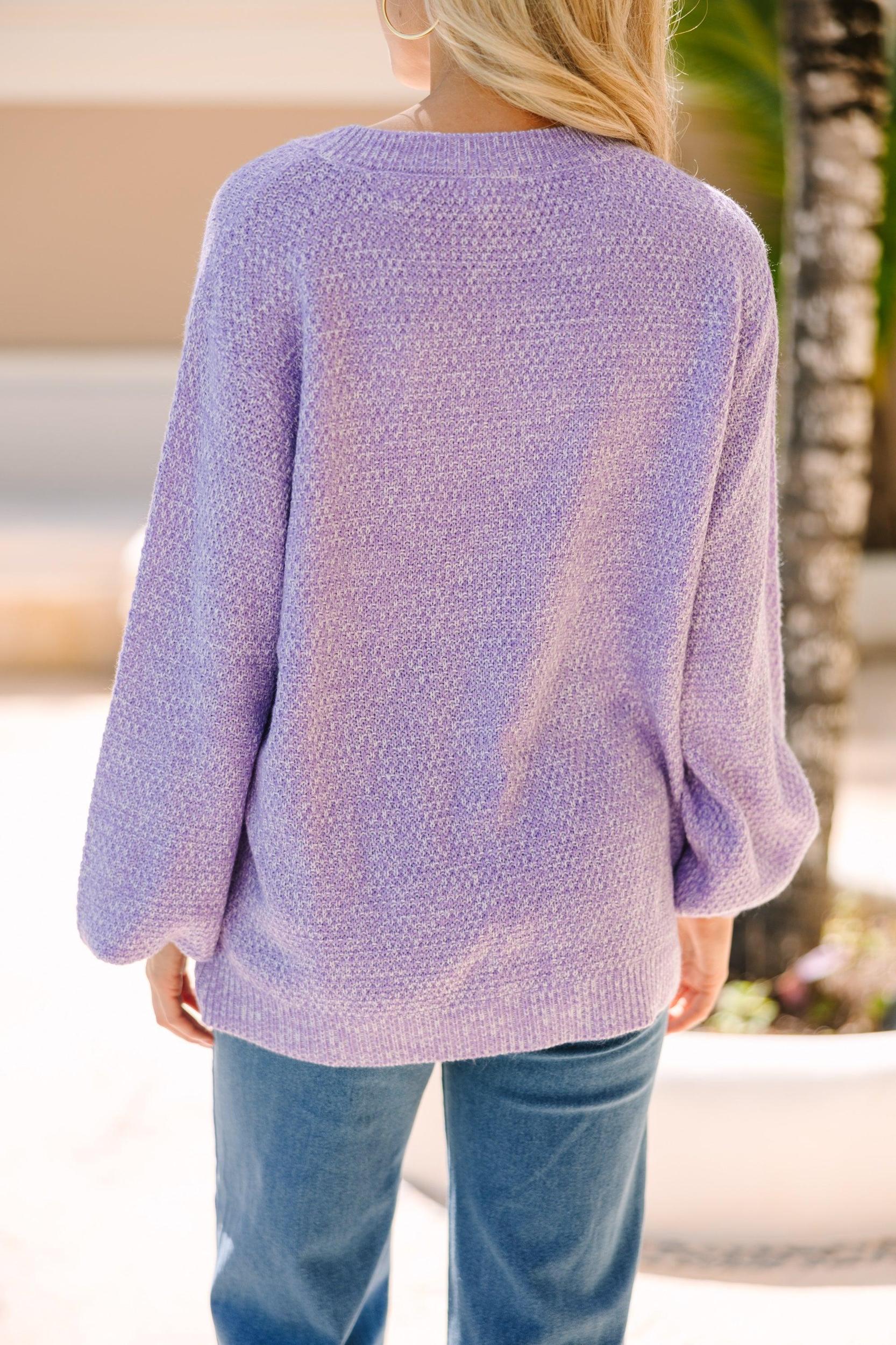 The Slouchy Lavender Purple Bubble Sleeve Sweater Female Product Image
