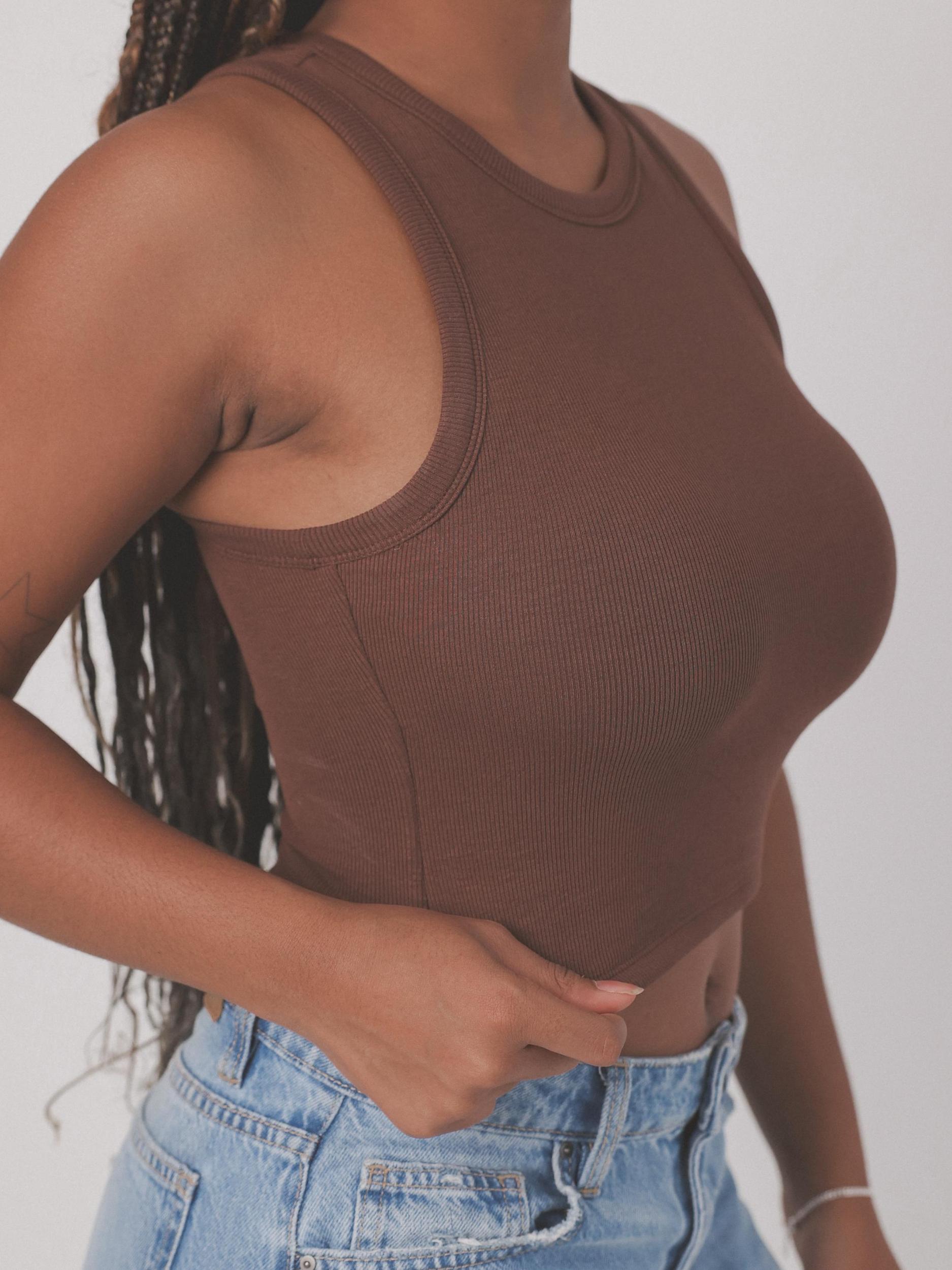 Chunky Binding Ribbed High Neck Brami (Crop) Product Image