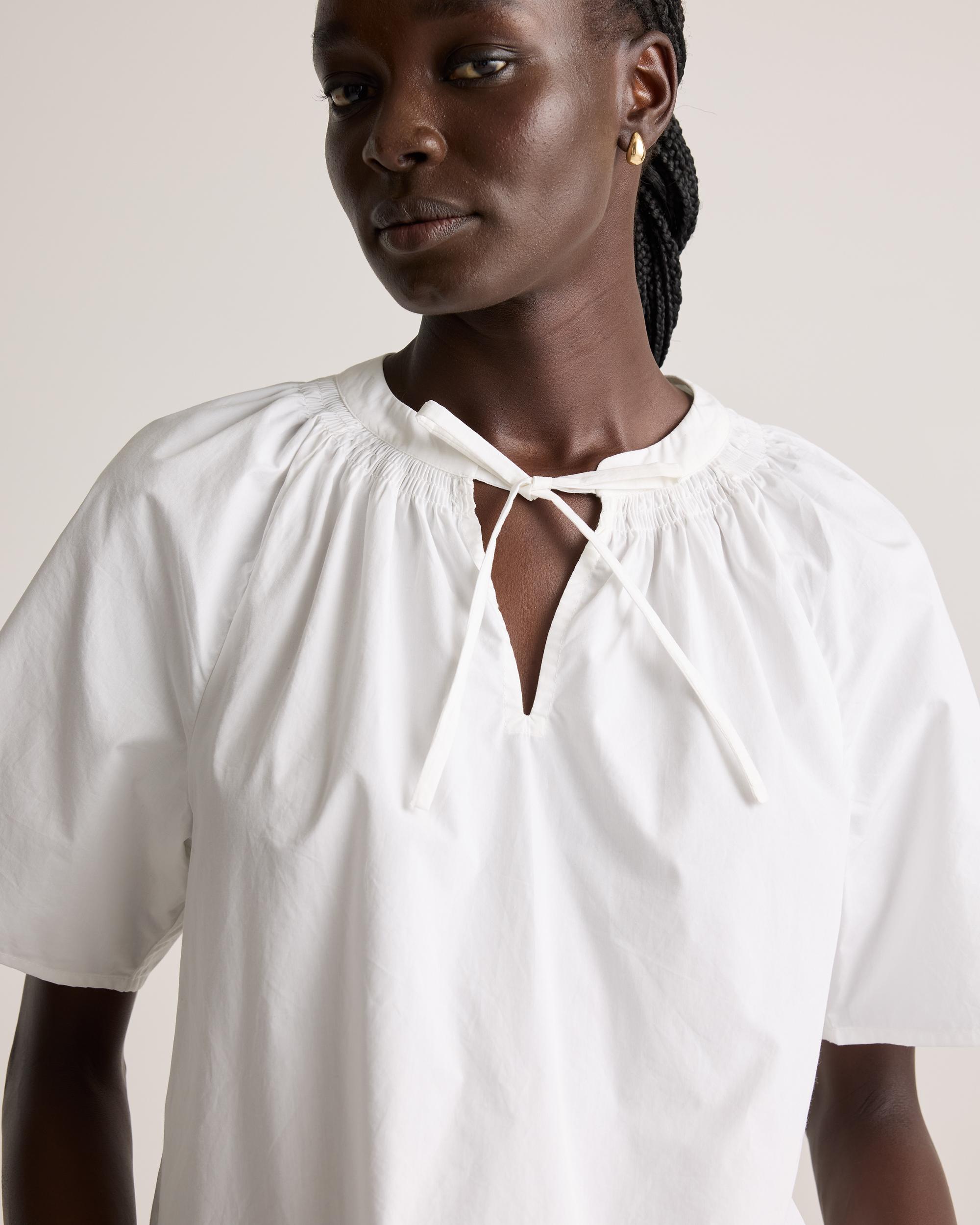 Quince | Women's Poplin Split Neck Top Organic Cotton Product Image