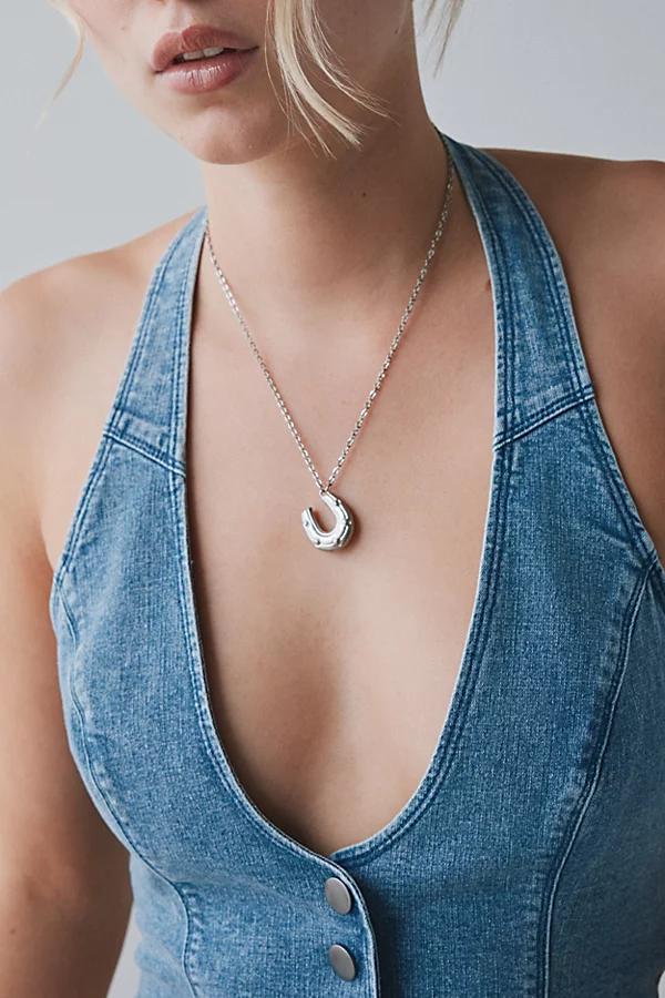 Lucky Horseshoe Pendant Charm Necklace Womens at Urban Outfitters Product Image