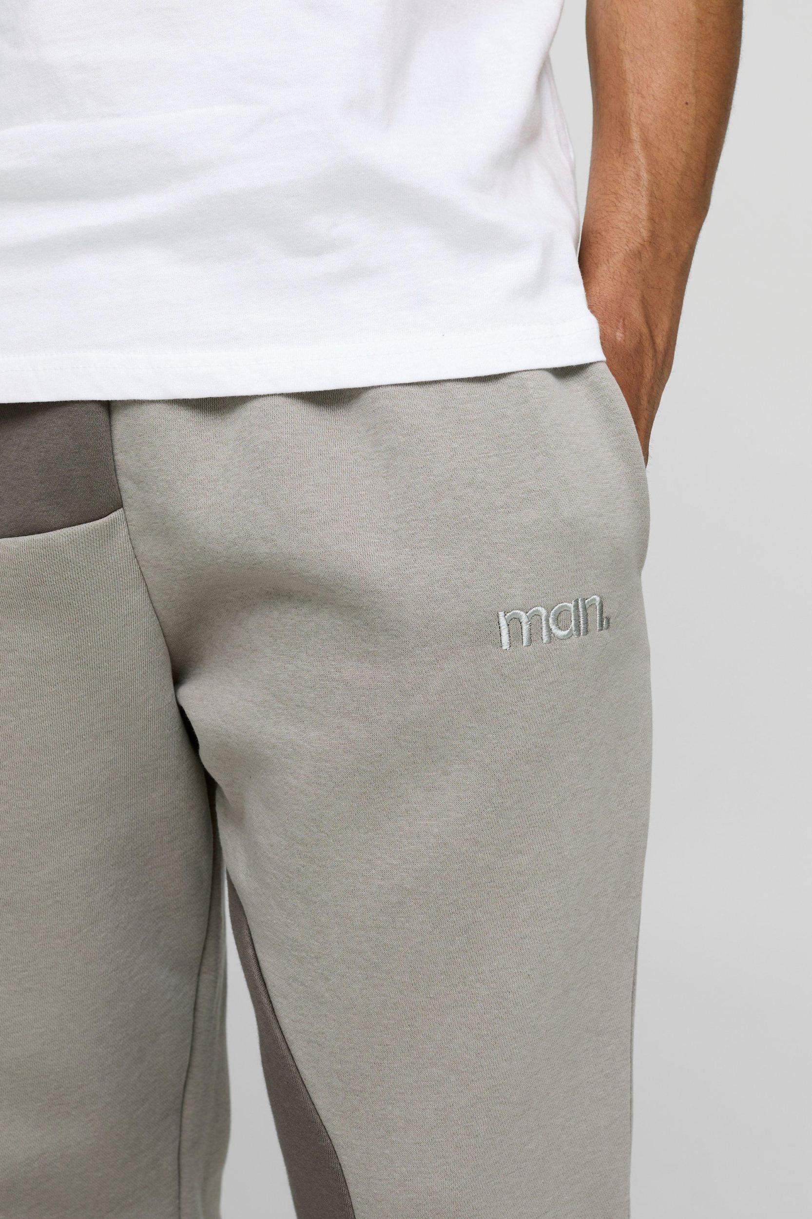 Relaxed Fit Man Curved Colour Block Sweatpants | boohooMAN USA Product Image