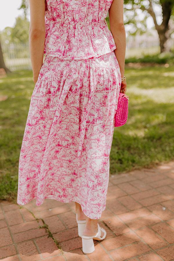Villa Charm High Waist Maxi Skirt in Pink Product Image