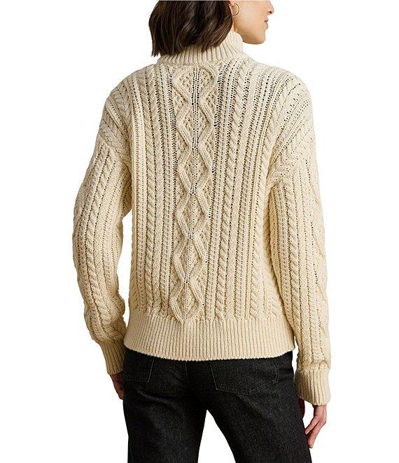 Lauren Ralph Lauren Knit Mock Neck Long Sleeve Quarter-Zip Pullover Sweater Product Image