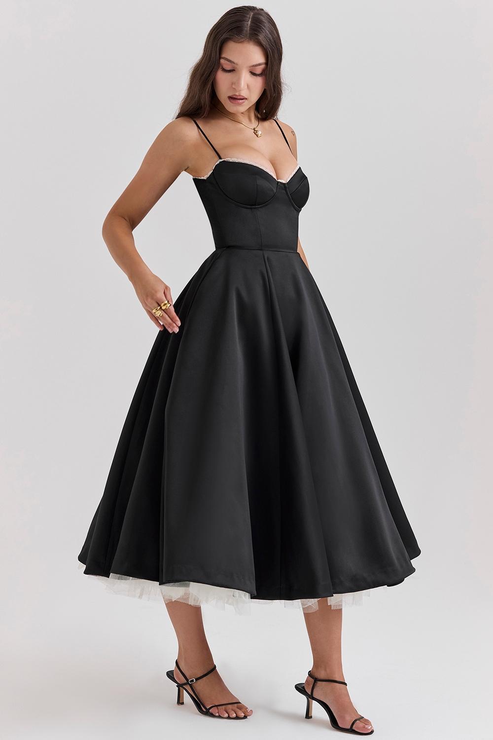 Mademoiselle  black tulle midi dress Product Image