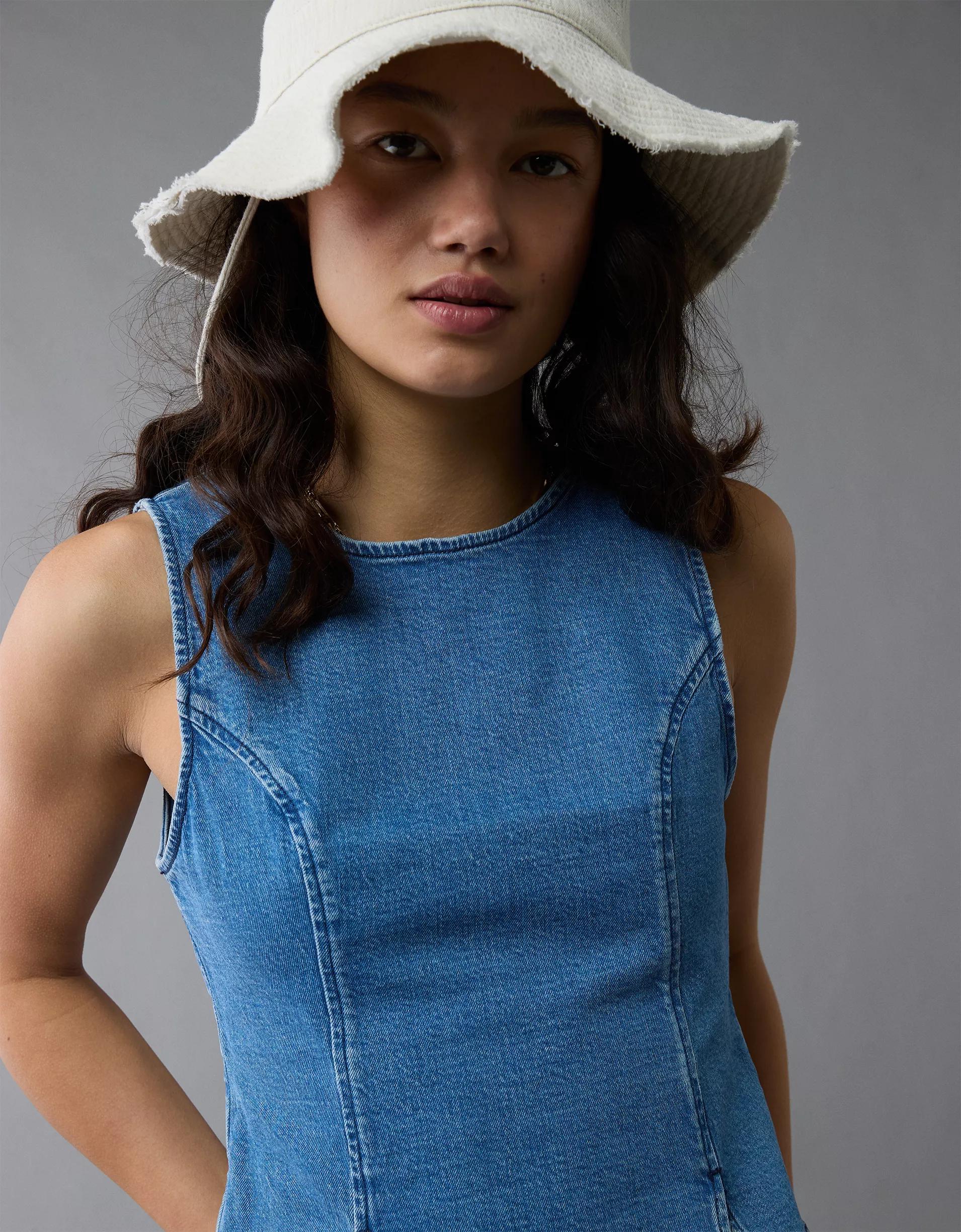 AE High Neck Denim Tank Top Product Image