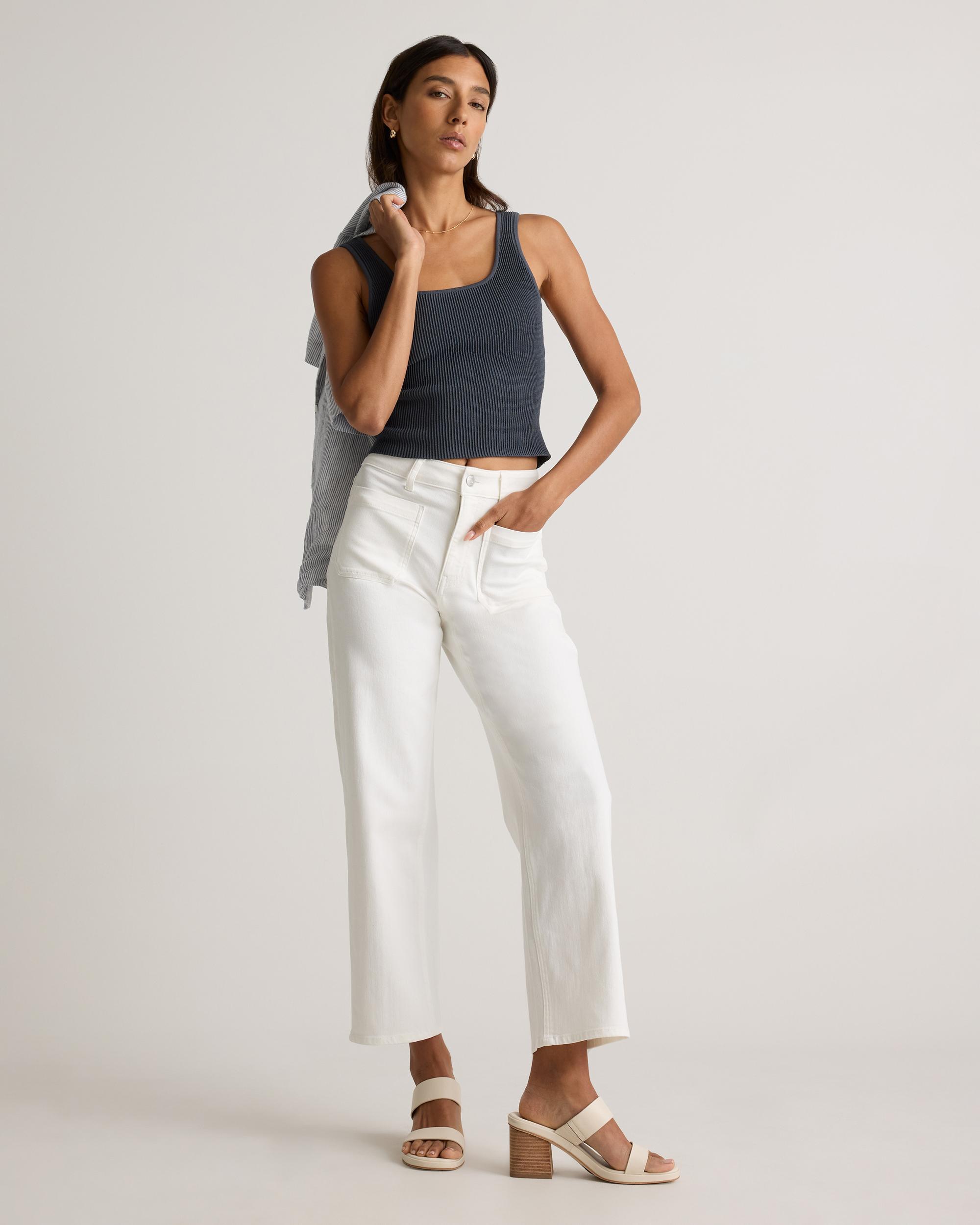 Quince | Women's Bella Stretch Patch Pocket Wide Leg Jeans Organic Cotton Product Image
